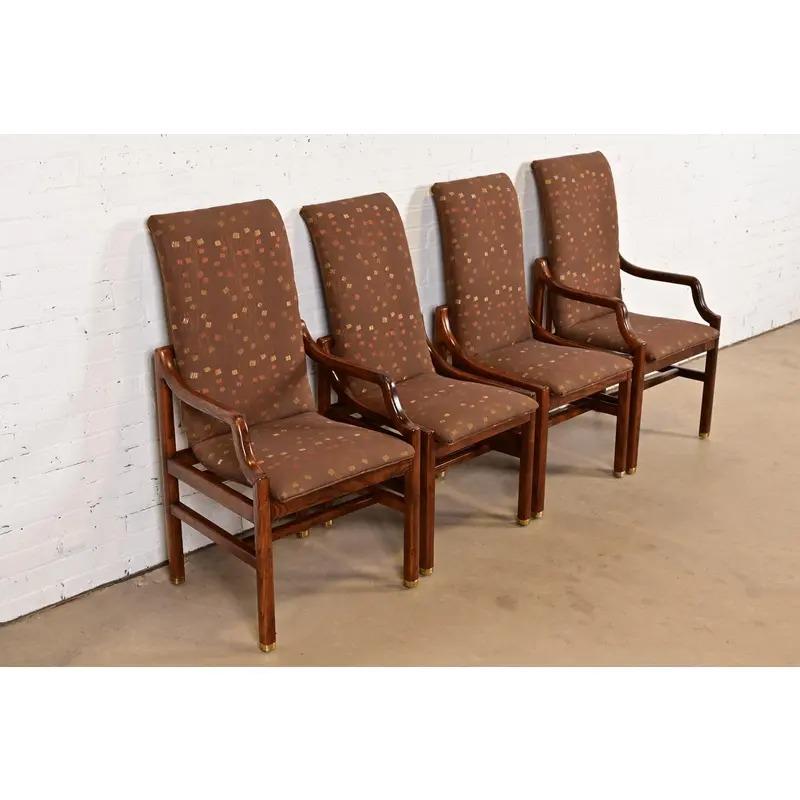 Americano Sedie da pranzo con schienale alto in Oak Oak di Henredon, set di quattro persone in vendita