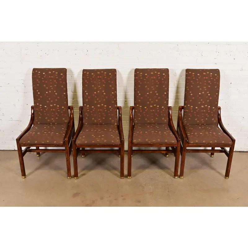 Americano Sedie da pranzo con schienale alto in Oak Oak di Henredon, set di quattro persone in vendita