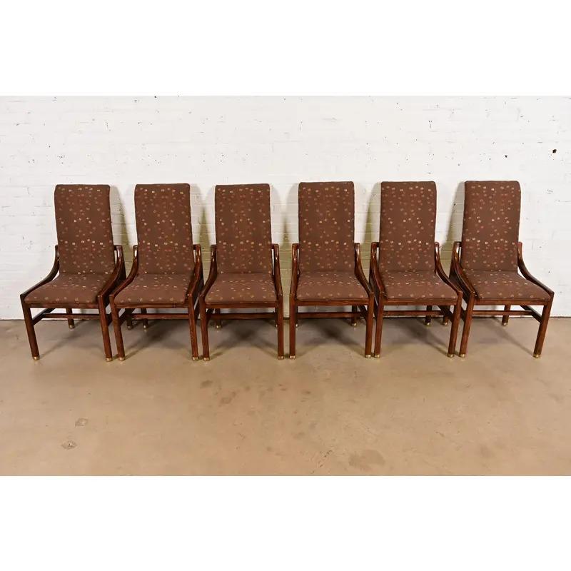 Mid-Century moderno Sedie da pranzo con schienale alto in Oak Oak di Henredon, Set di sei persone in vendita