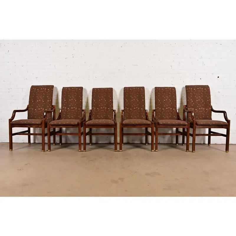 Mid-Century moderno Sedie da pranzo con schienale alto in Oak Oak di Henredon, Set di sei persone in vendita