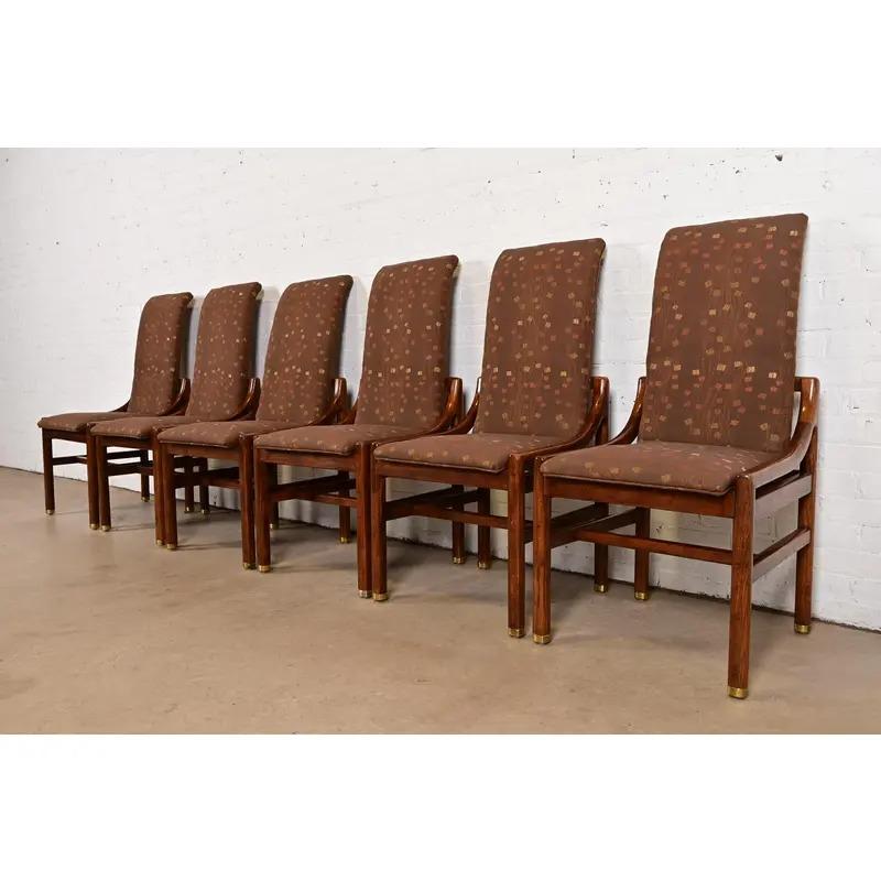 Americano Sedie da pranzo con schienale alto in Oak Oak di Henredon, Set di sei persone in vendita