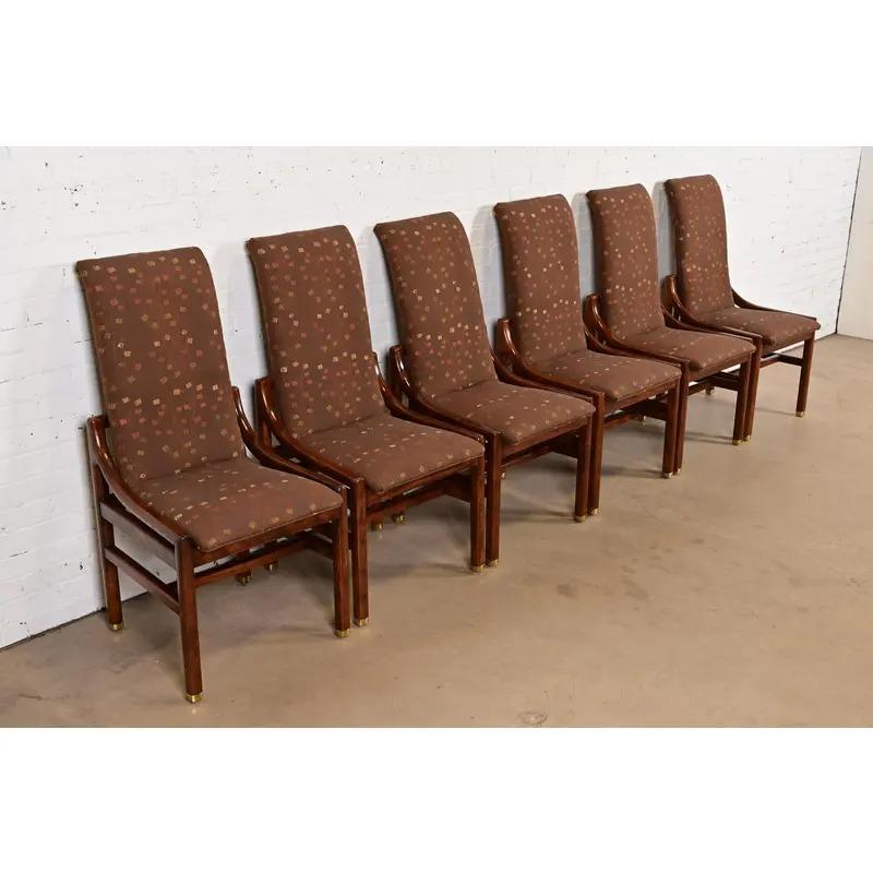 Fine XX secolo Sedie da pranzo con schienale alto in Oak Oak di Henredon, Set di sei persone in vendita