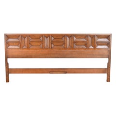 Henredon Mid-Century Modern Sculpted Walnut King Size Headboard, 1960s