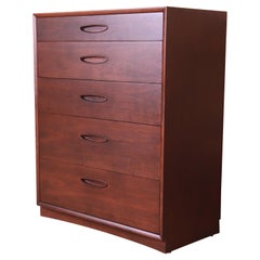 Henredon Mid-Century Modern Walnut Highboy Dresser, Newly Refinished