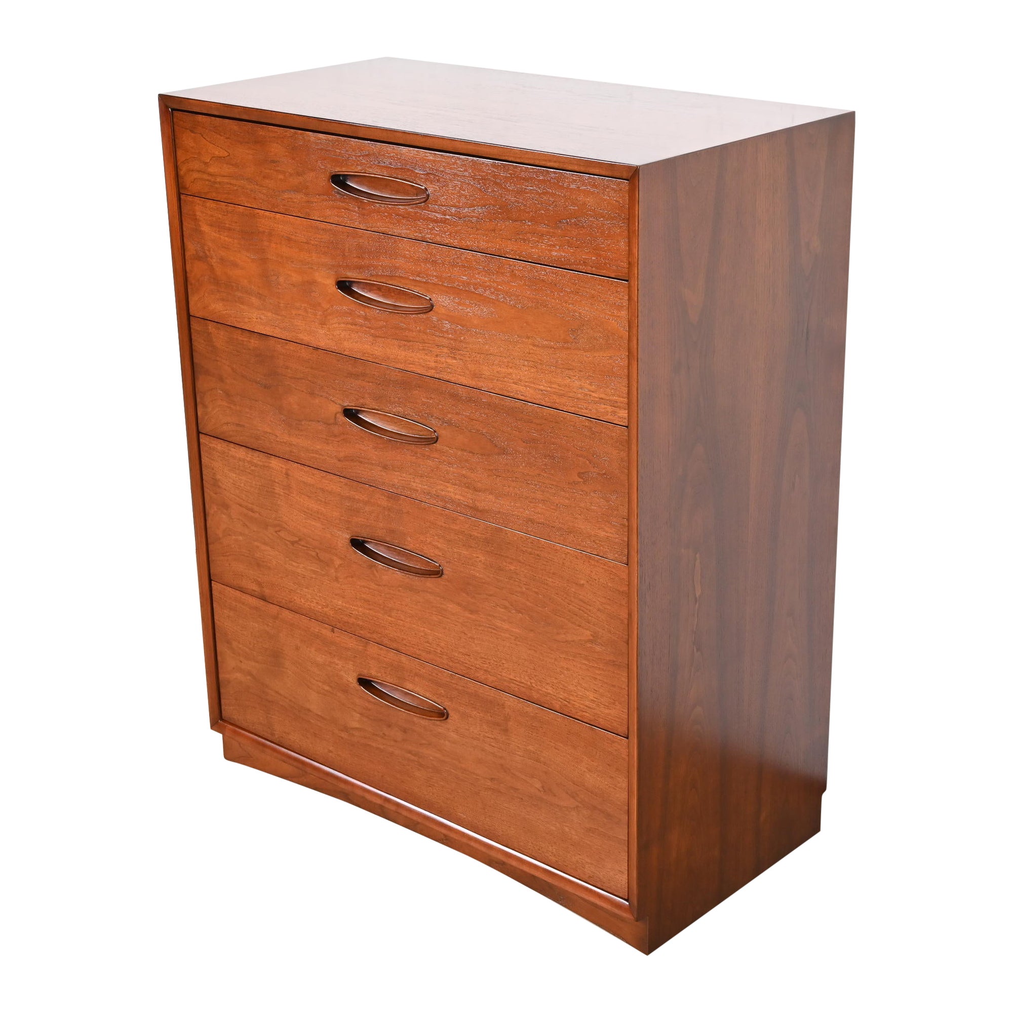 Henredon Mid-Century Modern Walnut Highboy Dresser, Newly Refinished