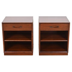 Henredon Mid-Century Modern Walnut Nightstands, Newly Refinished