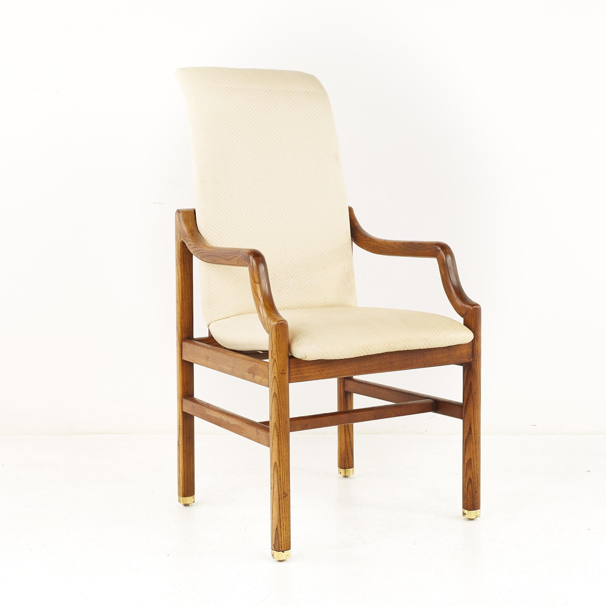 Mid-Century Modern Henredon Mid Century Oak and Brass Dining Chairs, Set of 8