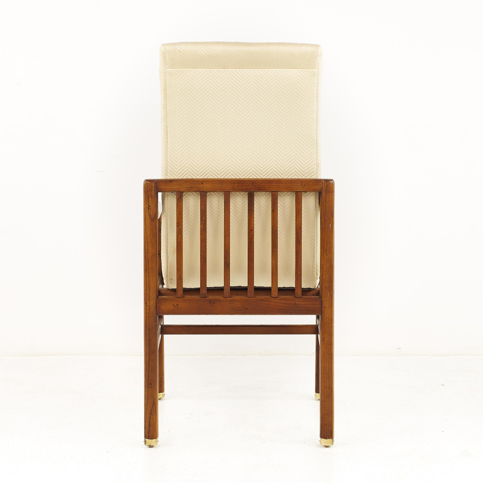 American Henredon Mid Century Oak and Brass Dining Chairs, Set of 8