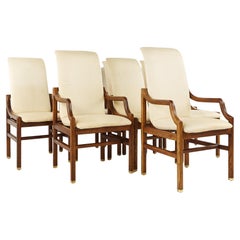 Henredon Mid Century Oak and Brass Dining Chairs, Set of 8
