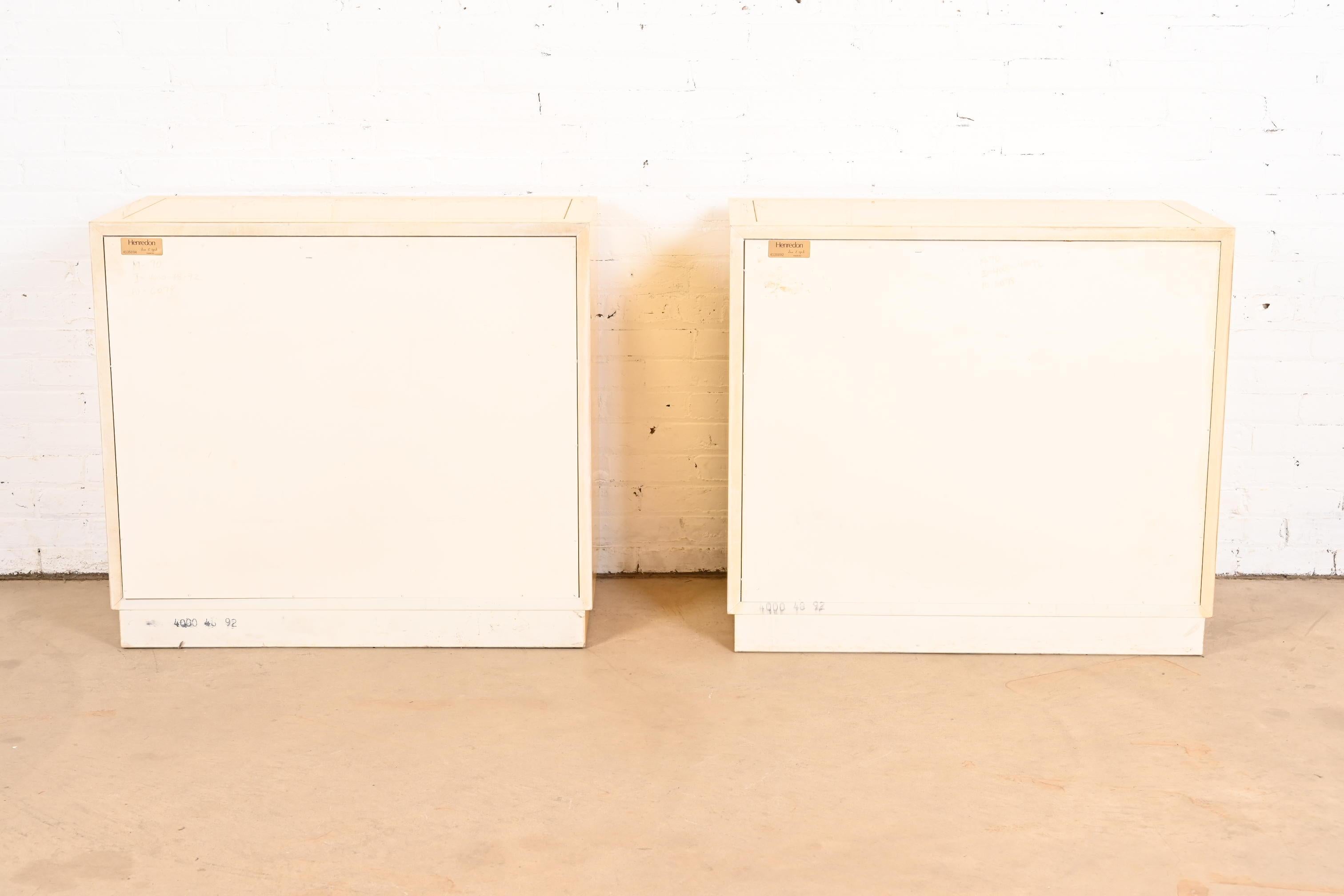 Henredon Mid-Century Regency Chinoiserie Lacquered Faux Goatskin Cabinets, 1970s 4