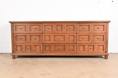 Henredon Mid-Century Spanish Colonial Walnut Long Dresser or Credenza, 1960s