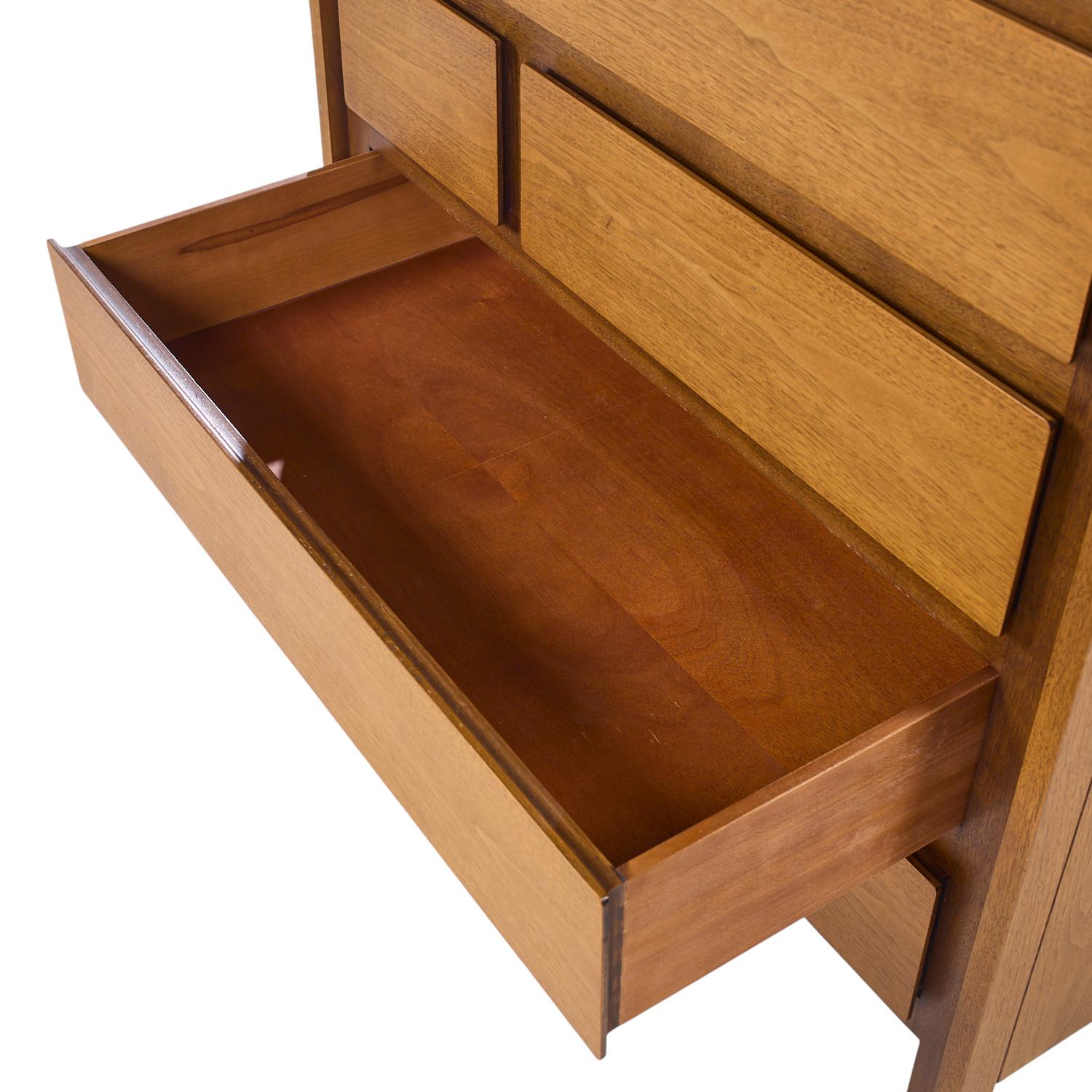 American Henredon Mid Century Walnut Highboy Dresser For Sale