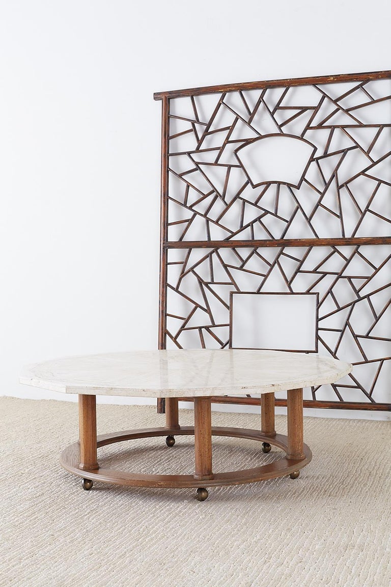 Henredon Mid-Century Modern Travertine Coffee Cocktail Table at 1stDibs