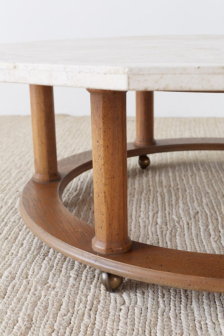Henredon Mid-Century Modern Travertine Coffee Cocktail Table at 1stDibs