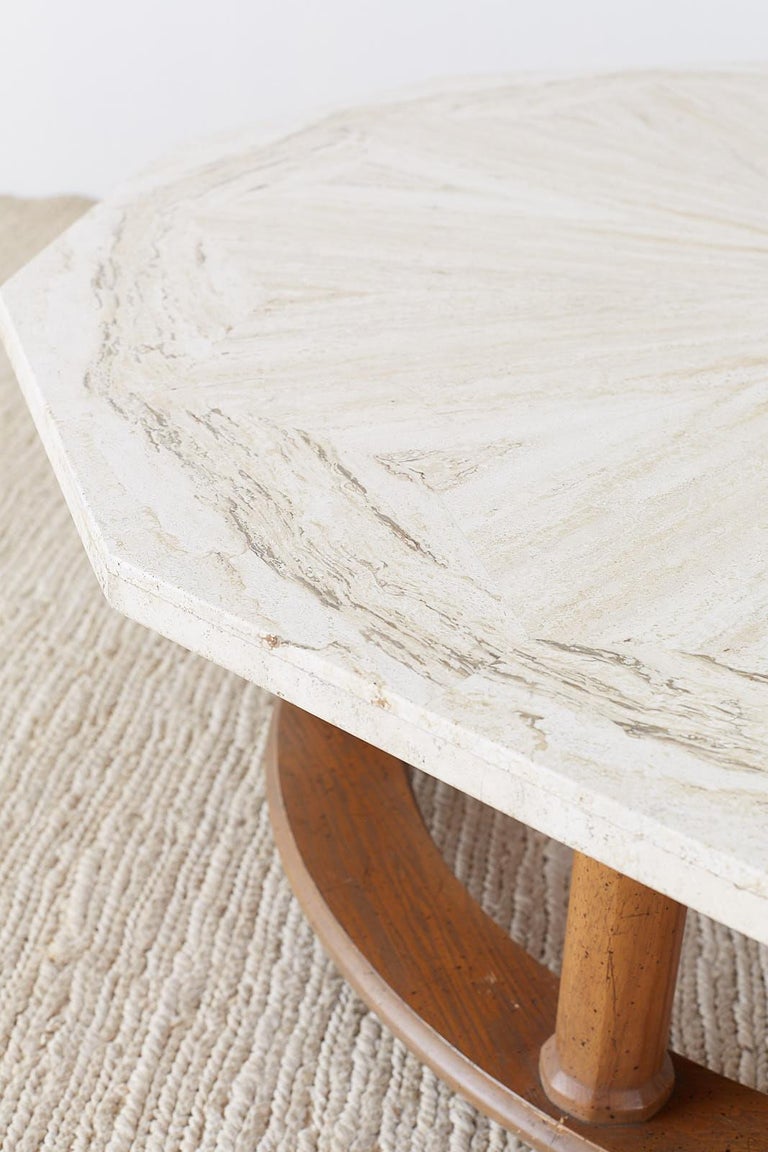 Henredon Mid-Century Modern Travertine Coffee Cocktail Table at 1stDibs