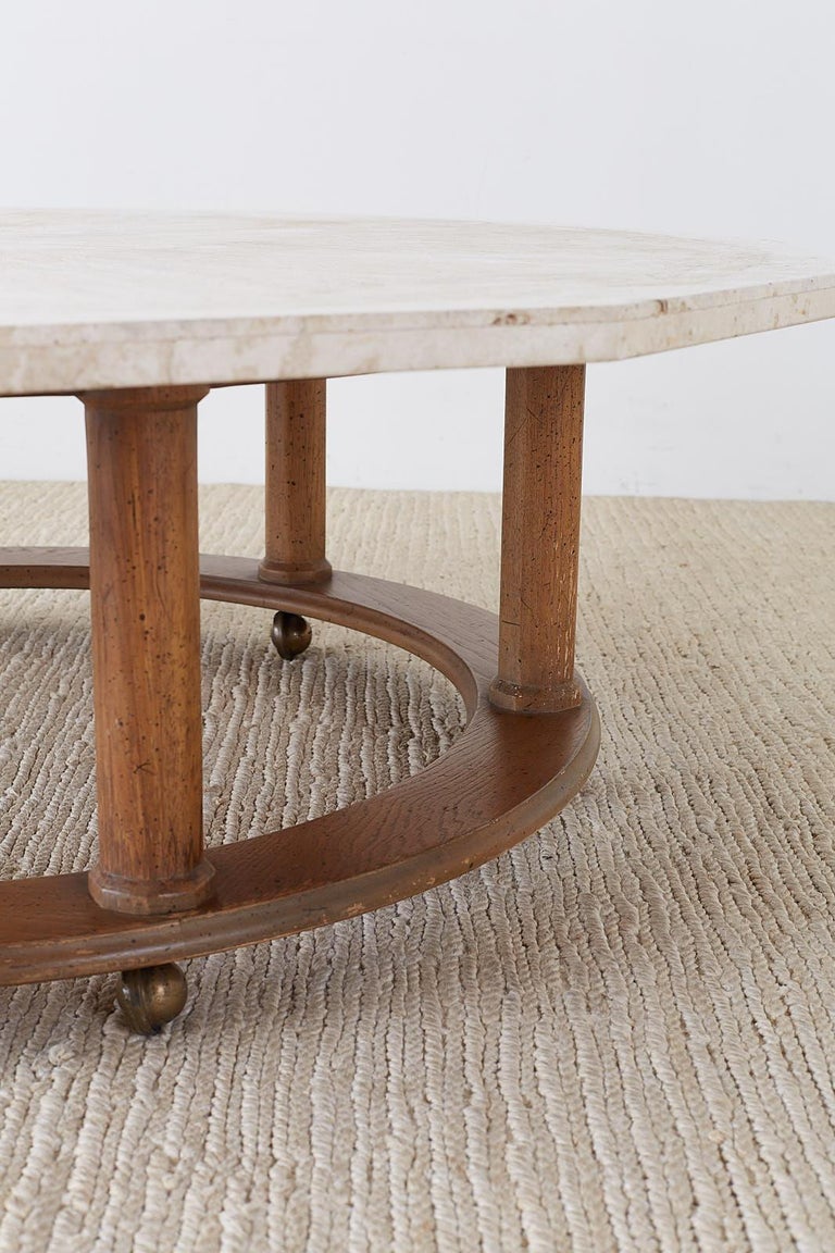 Henredon Mid-Century Modern Travertine Coffee Cocktail Table at 1stDibs