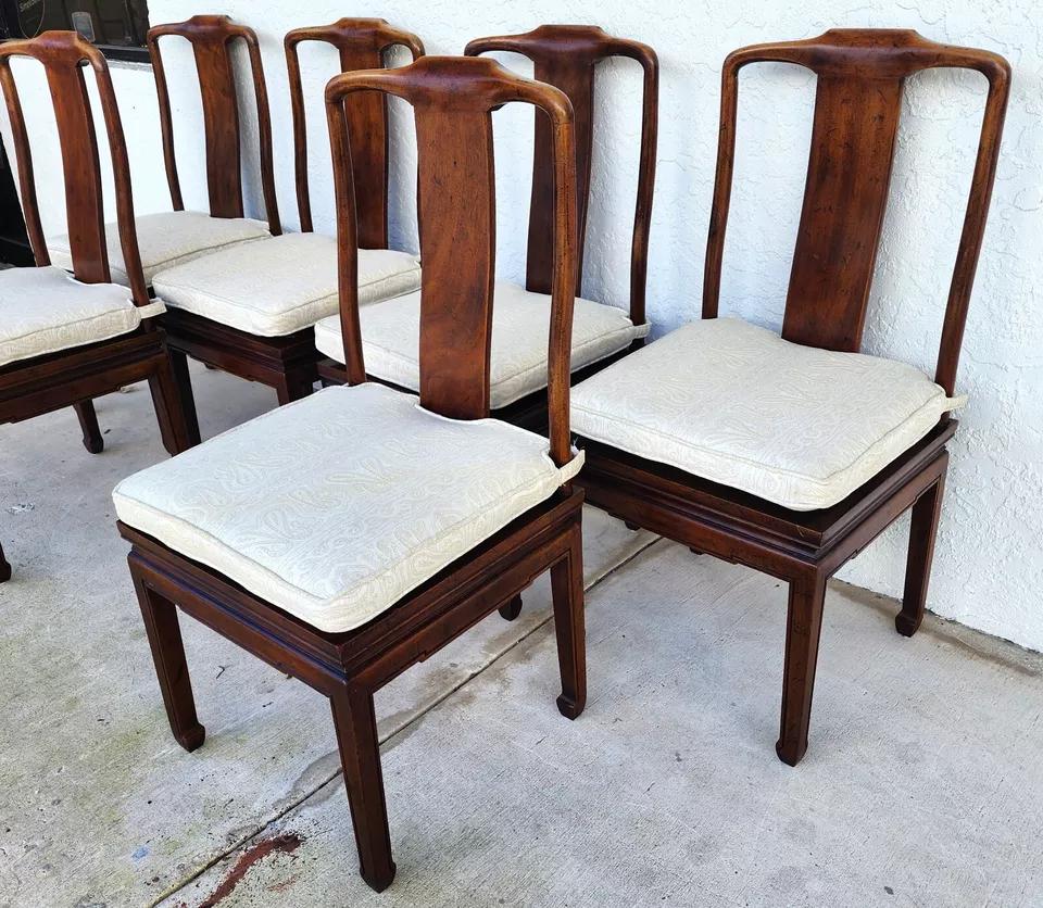 Chinoiserie Henredon Ming Asian Dining Chairs 1950s For Sale