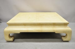 Henredon Ming Style Oriental Bone Parchment Lacquer Square Coffee Table