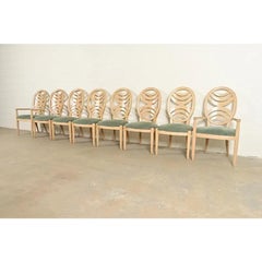 Henredon Modern Art Deco Carved Oak Dining Chairs, Set of Eight