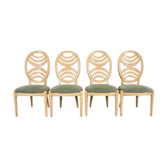 Henredon Modern Art Deco Carved Oak Dining Chairs, Set of Four