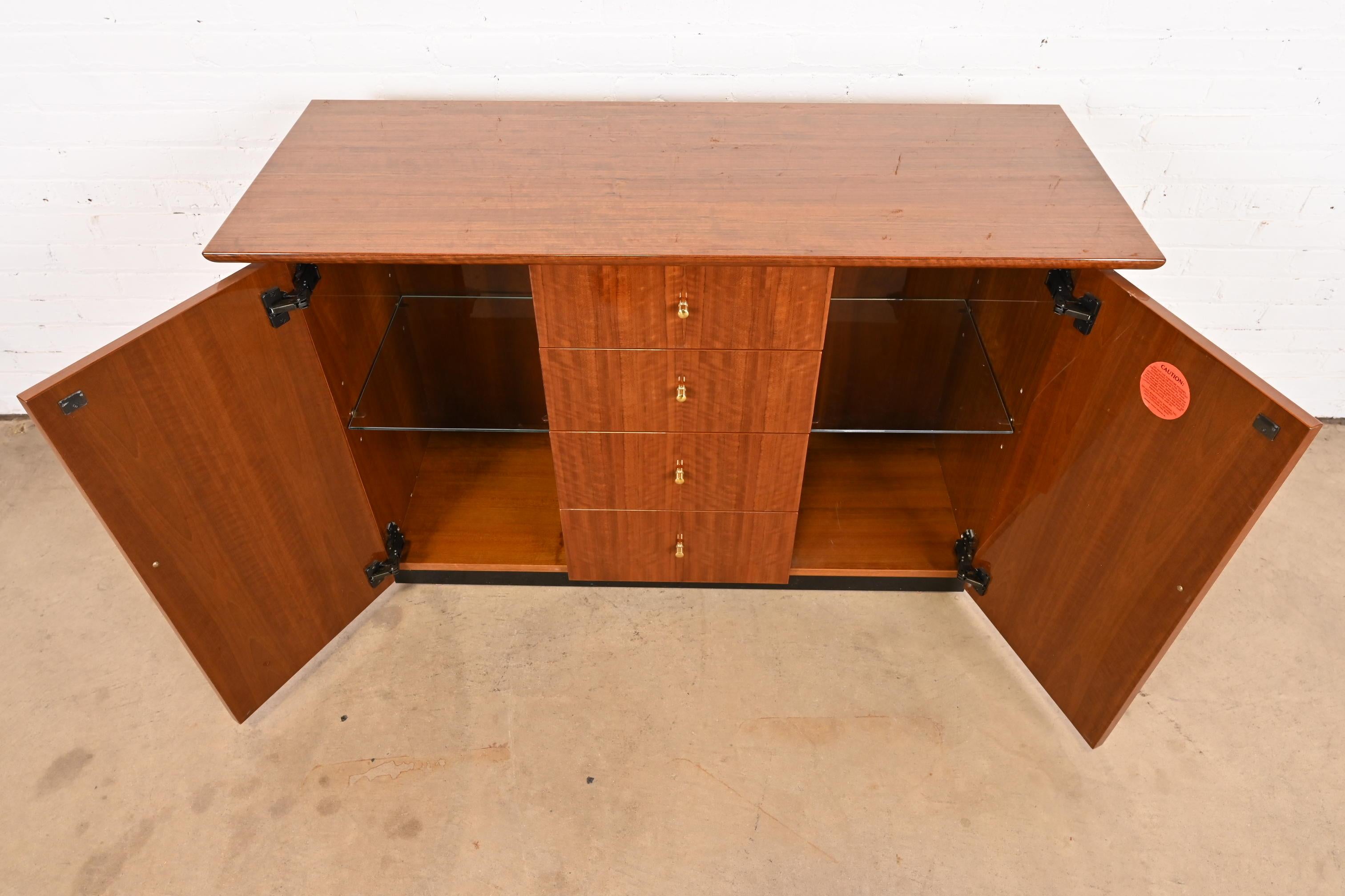 Henredon Modern French Empire Bar Cabinet in Exotic Brazilian Daniella Wood For Sale 8