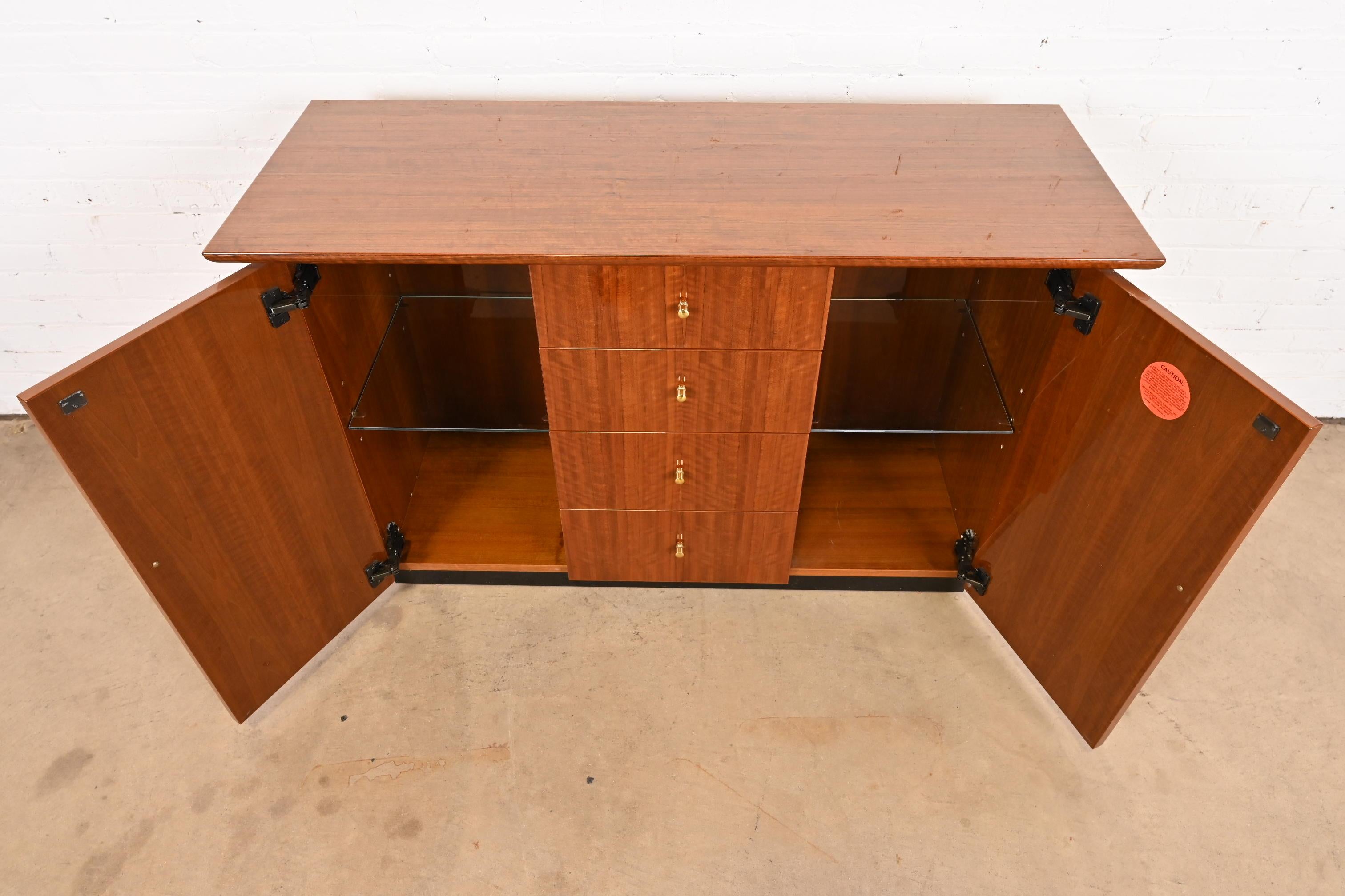 Henredon Modern French Empire Bar Cabinet in Exotic Brazilian Daniella Wood For Sale 9