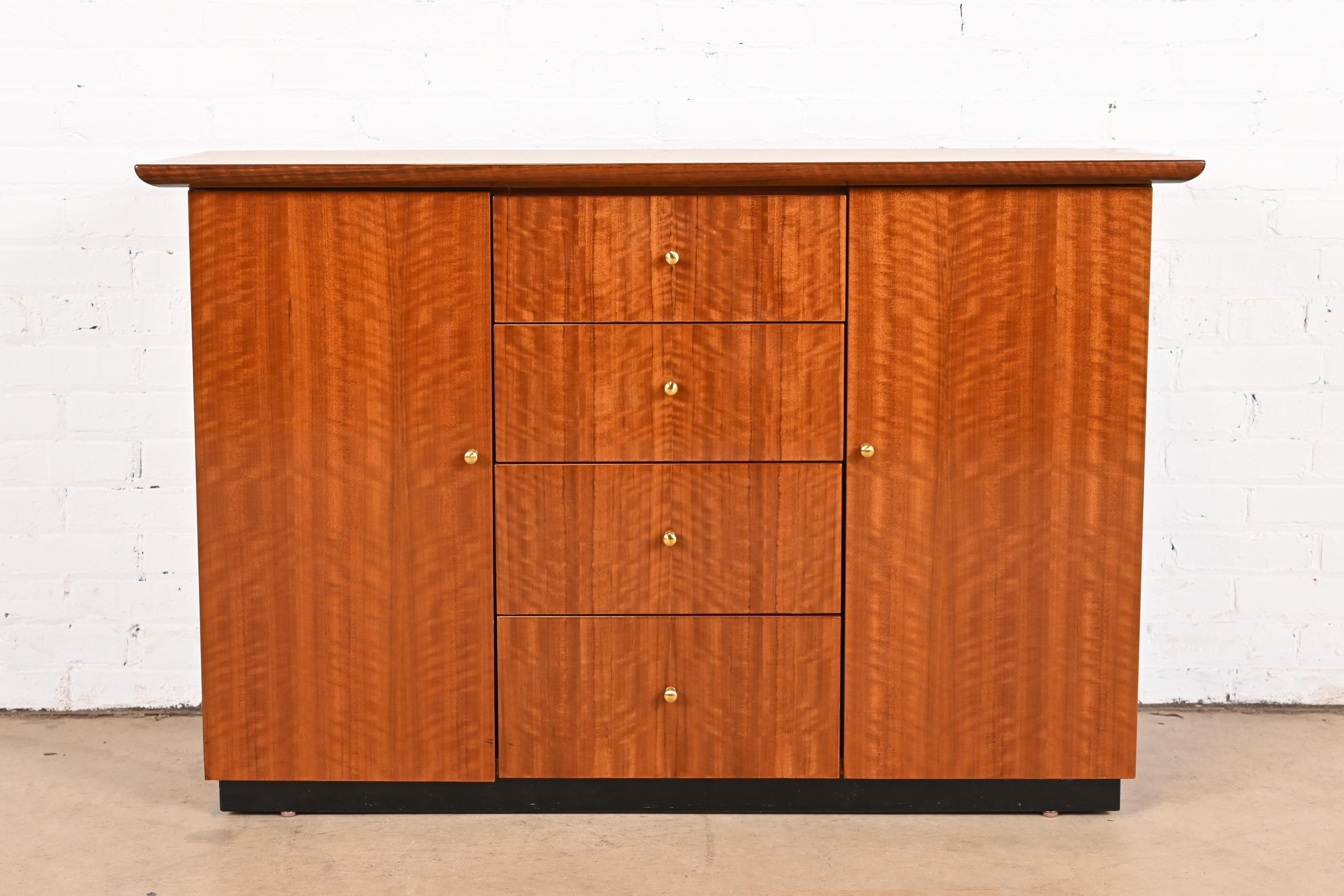 Henredon Modern French Empire Bar Cabinet in Exotic Brazilian Daniella Wood In Good Condition For Sale In South Bend, IN