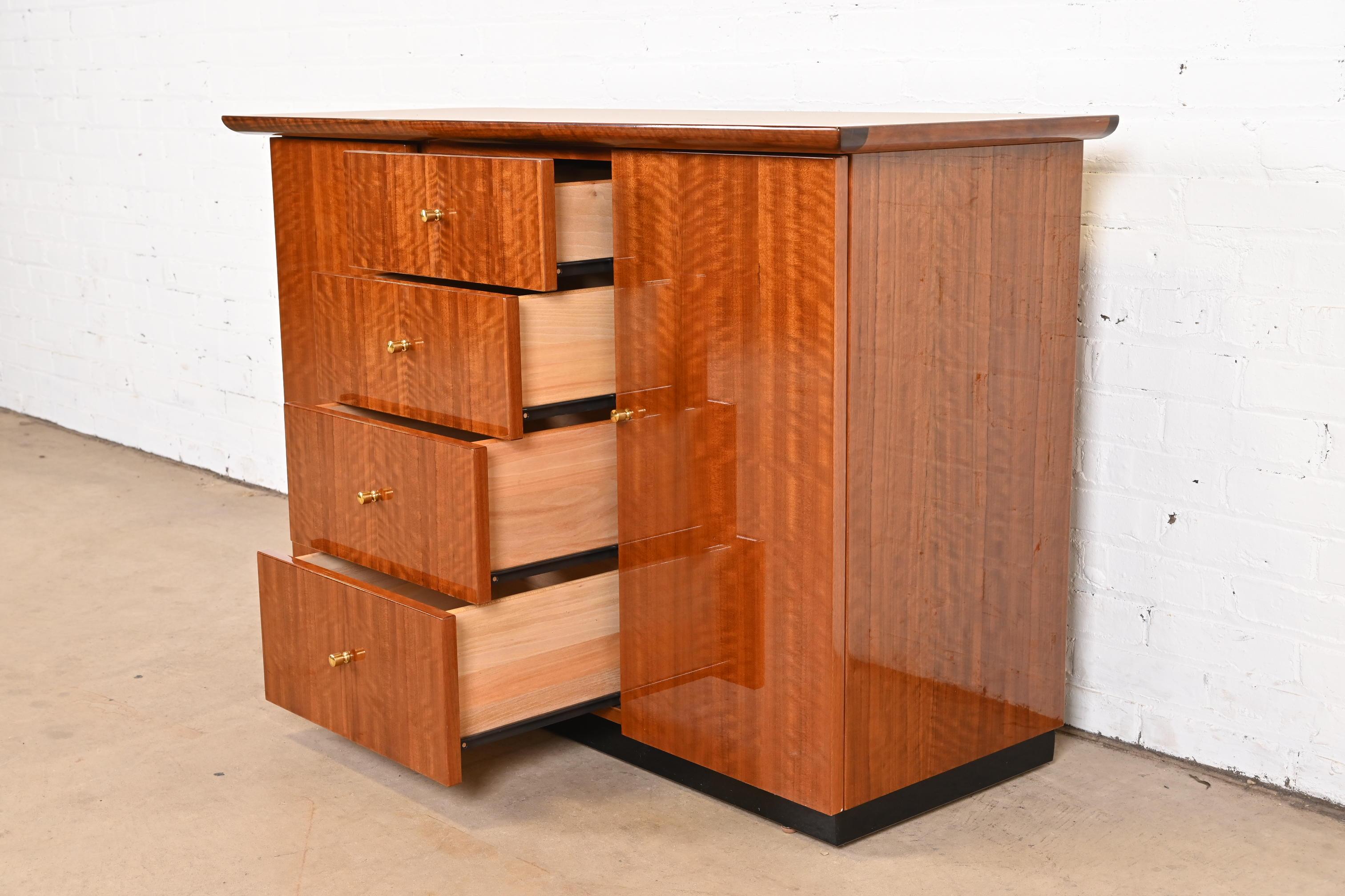 Henredon Modern French Empire Bar Cabinet in Exotic Brazilian Daniella Wood For Sale 3