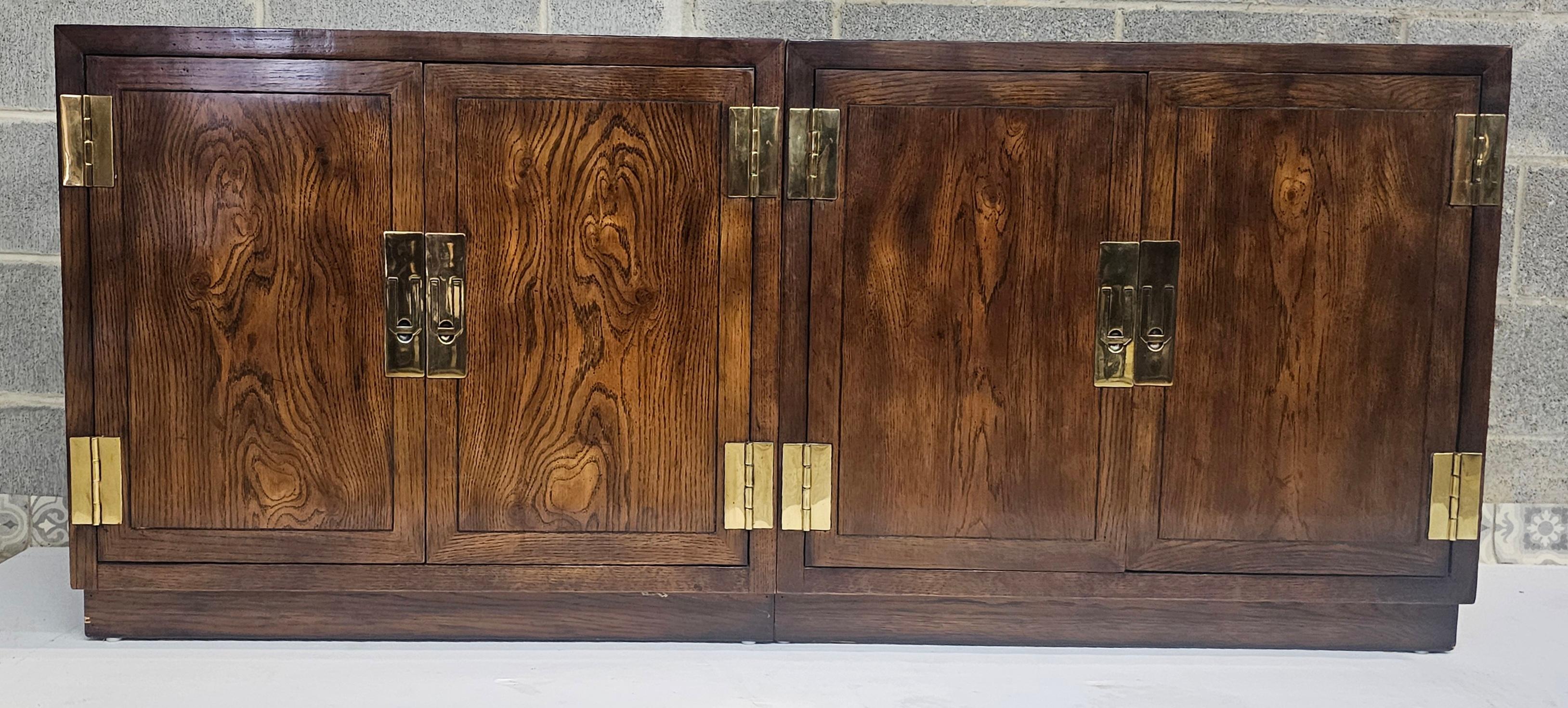 Henredon Modernist Three-Part Campaign Oak and Brass Buffet / Credenza 3