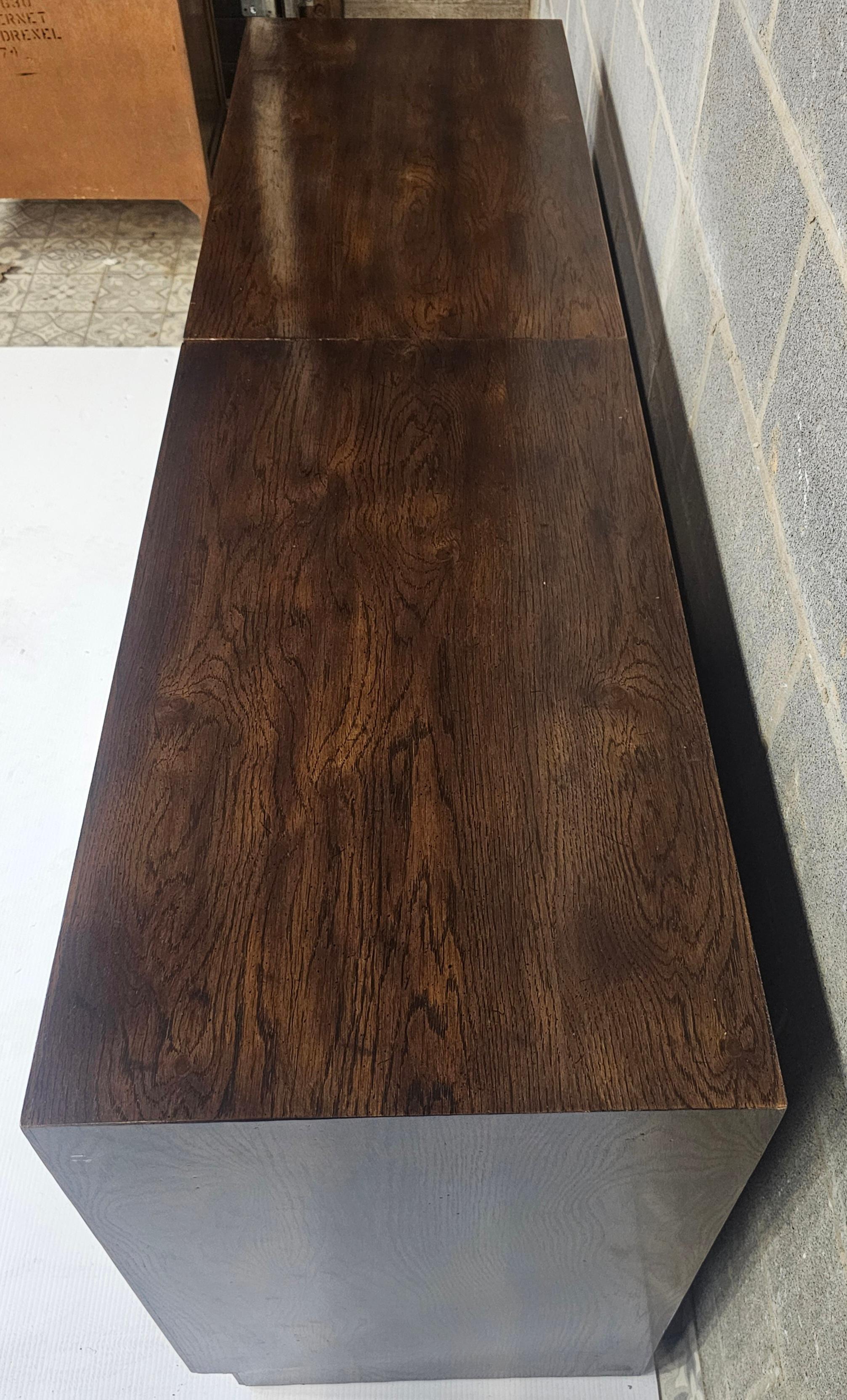 Henredon Modernist Three-Part Campaign Oak and Brass Buffet / Credenza For Sale 5