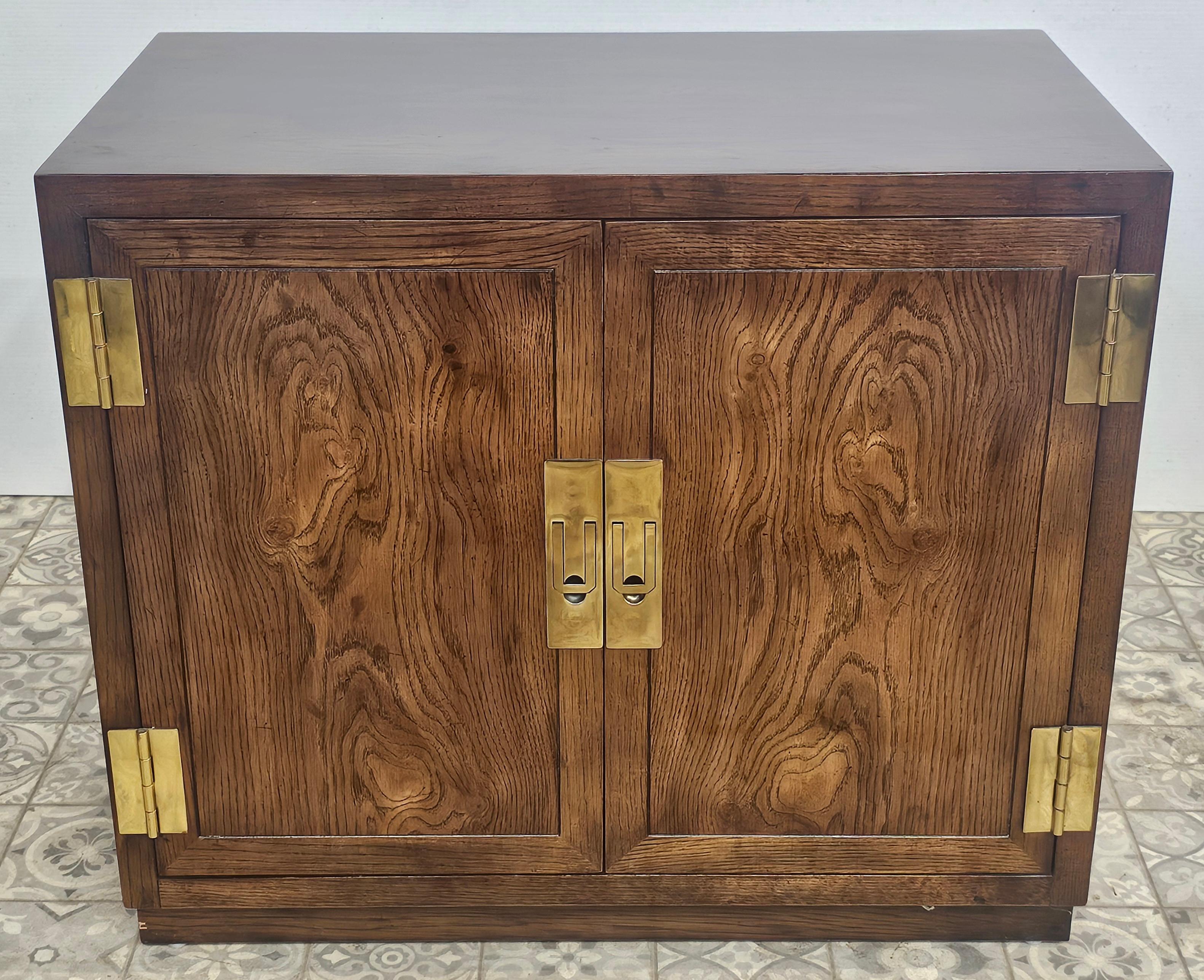 Henredon Modernist Three-Part Campaign Oak and Brass Buffet / Credenza 4