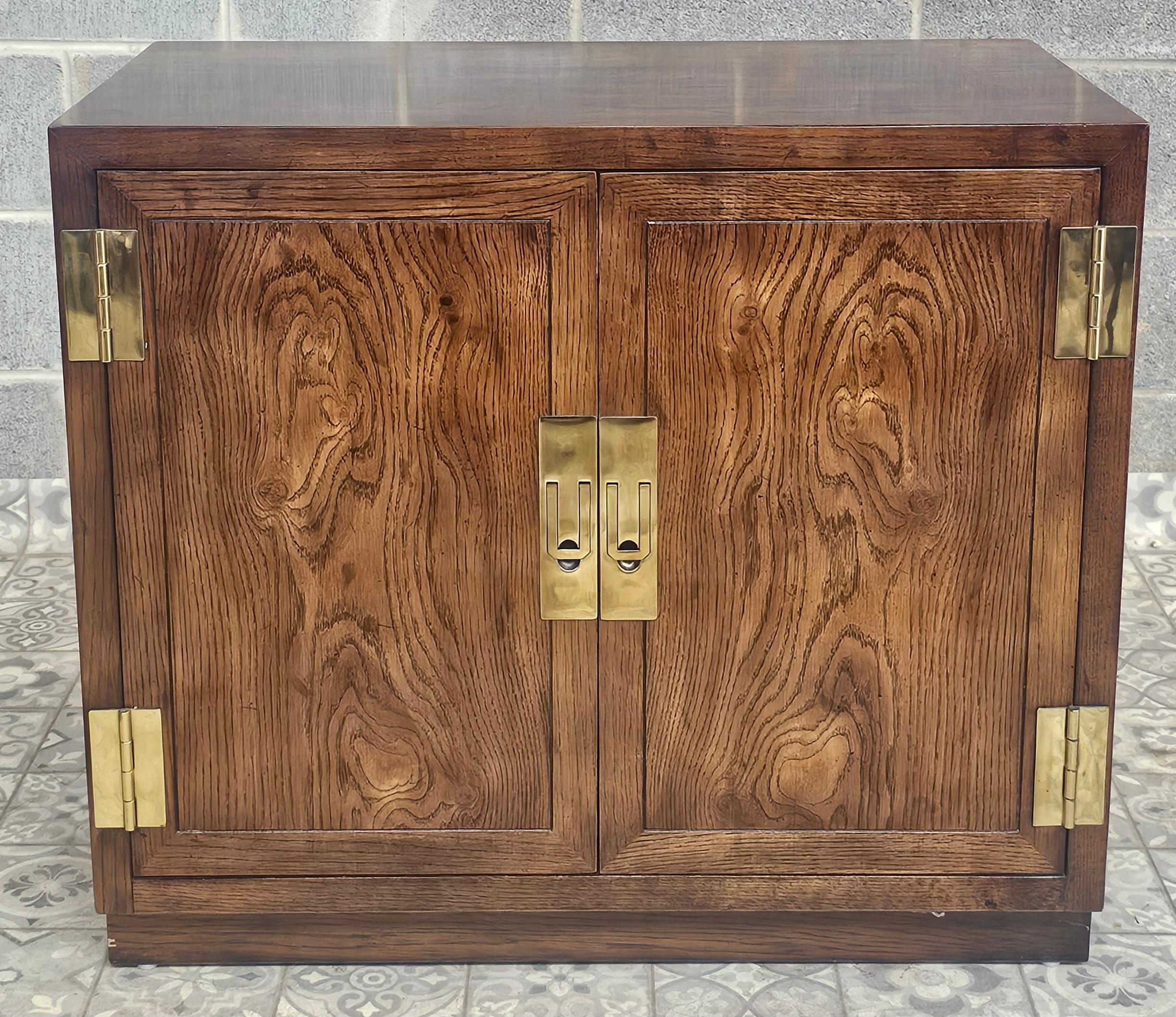 Henredon Modernist Three-Part Campaign Oak and Brass Buffet / Credenza 6