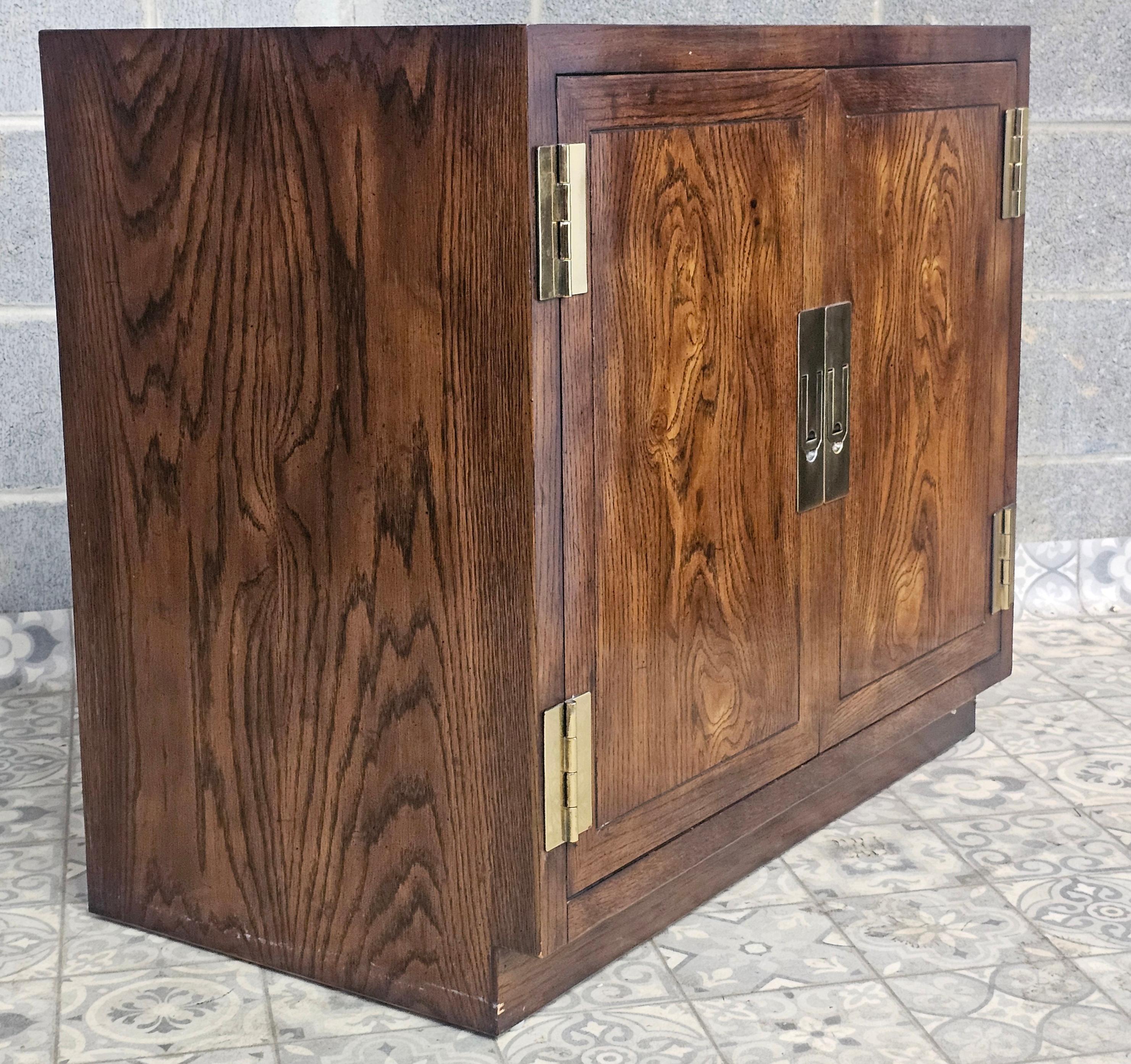 Henredon Modernist Three-Part Campaign Oak and Brass Buffet / Credenza 9