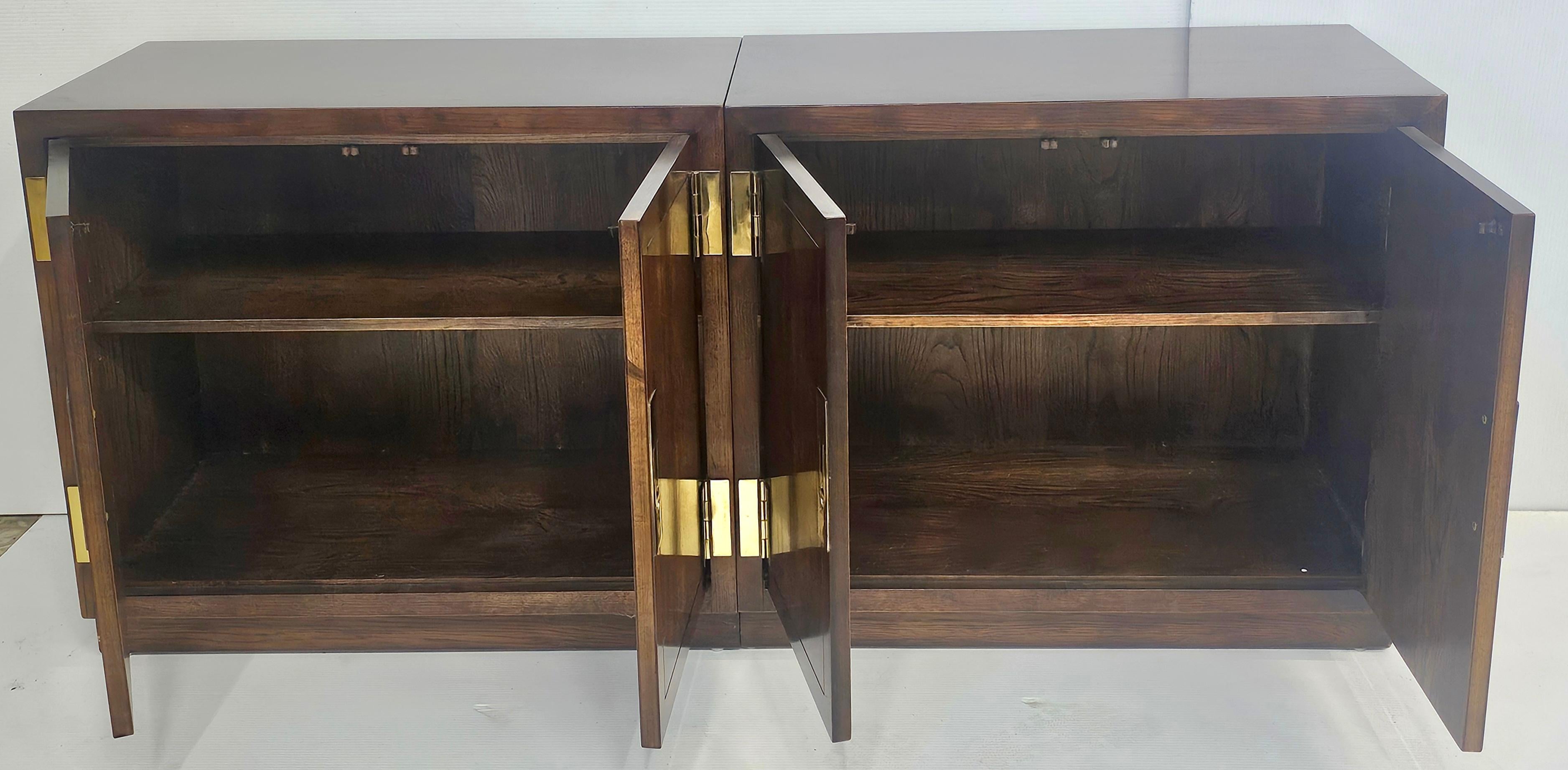 Henredon Modernist Three-Part Campaign Oak and Brass Buffet / Credenza In Good Condition In Germantown, MD