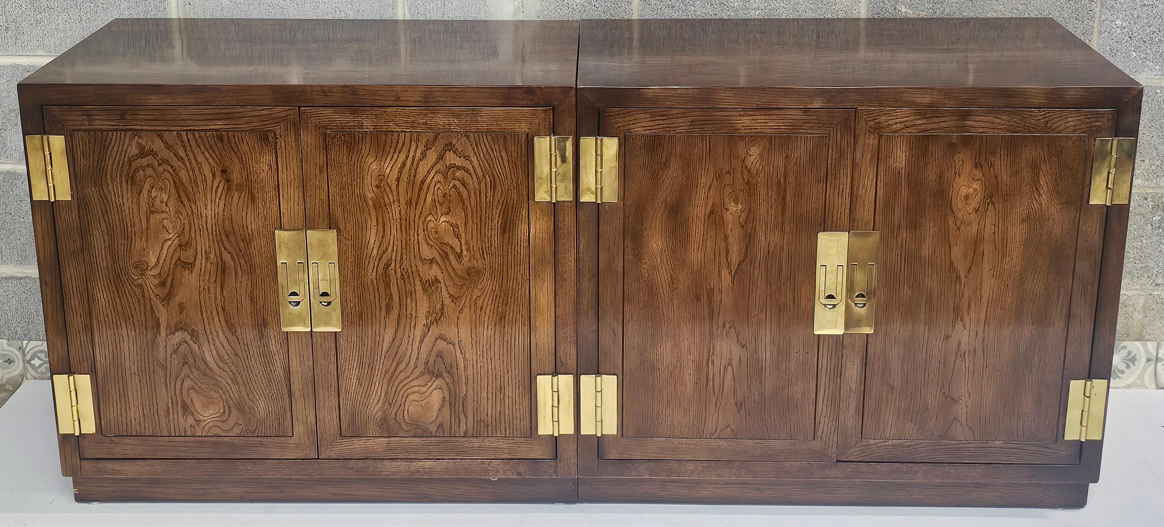 Henredon Modernist Three-Part Campaign Oak and Brass Buffet / Credenza 2