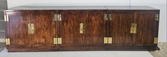 Henredon Modernist Three-Part Campaign Oak and Brass Buffet / Credenza