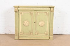 Henredon Neoclassical Green and Cream Lacquered Sideboard Buffet or Bar Cabinet
