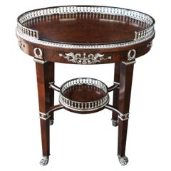 Henredon Neoclassical Revival Burlwood Bar Cart Accent Table Paw Foot Silver