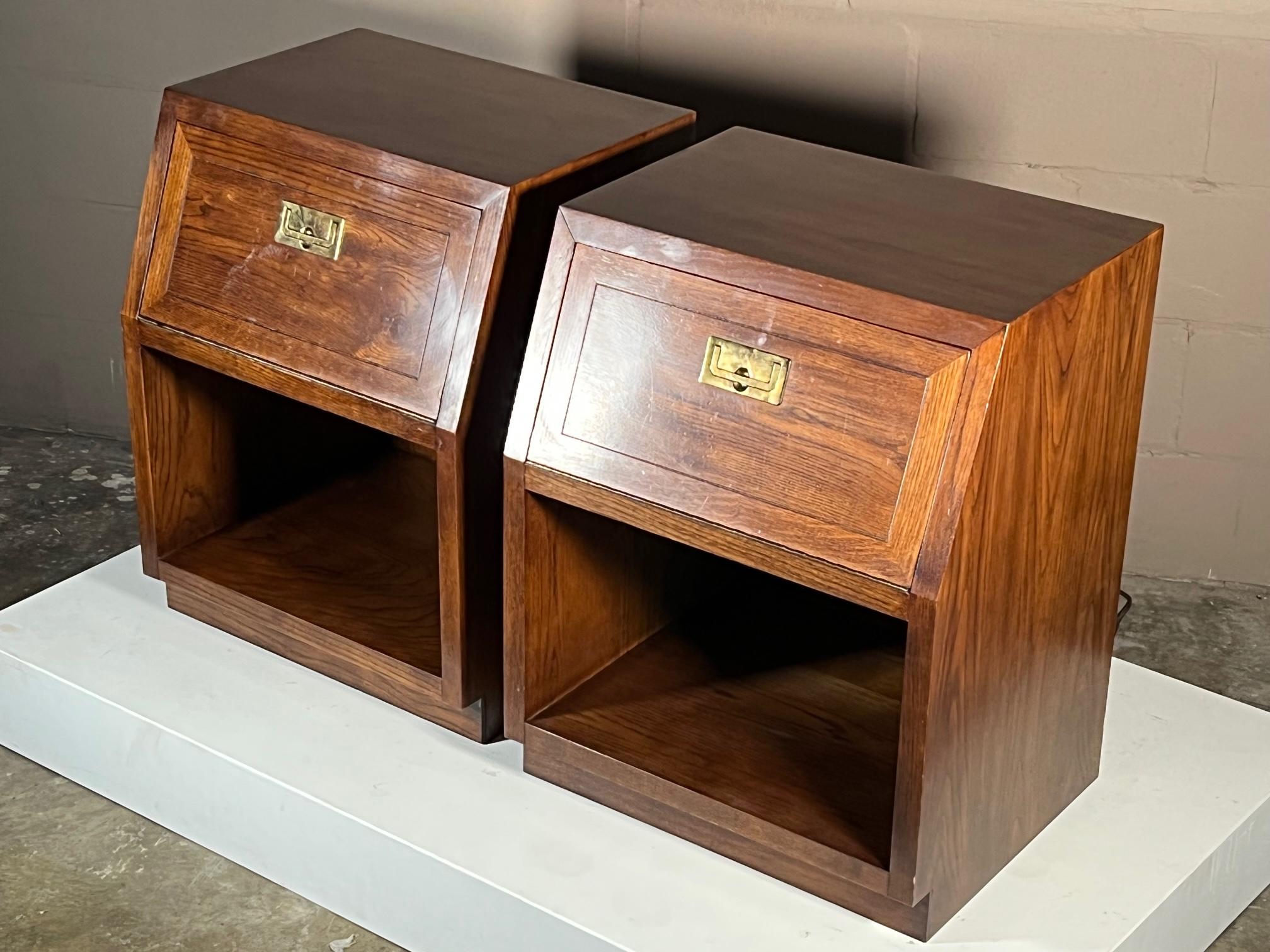 Late 20th Century Henredon Night Stands Campaign Style For Sale