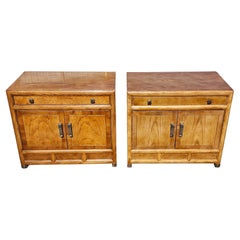 Henredon Nightstands Side Tables Campaign Style Pair