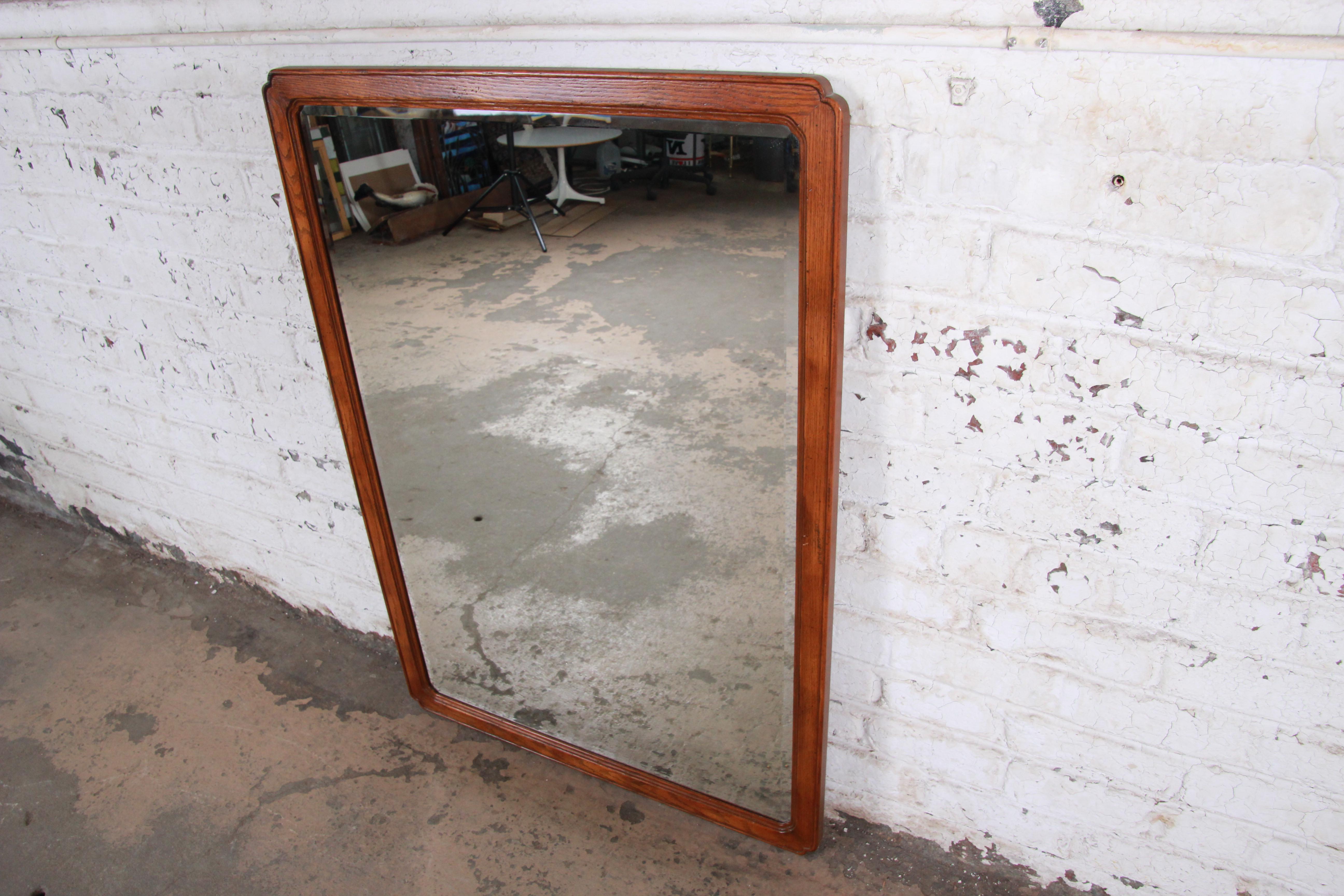 American Henredon Oak Beveled Mirror
