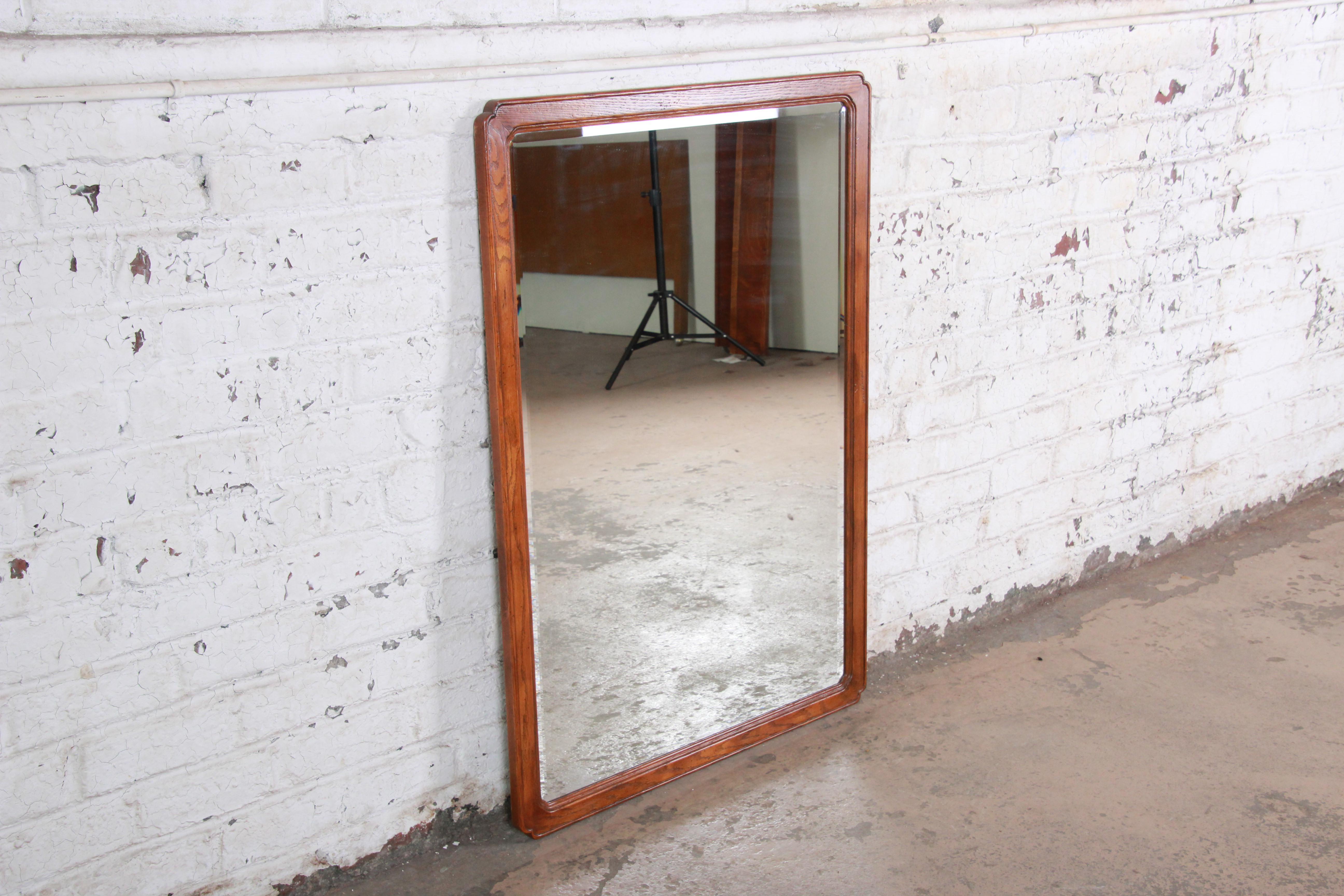 Henredon Oak Beveled Mirror In Good Condition In South Bend, IN