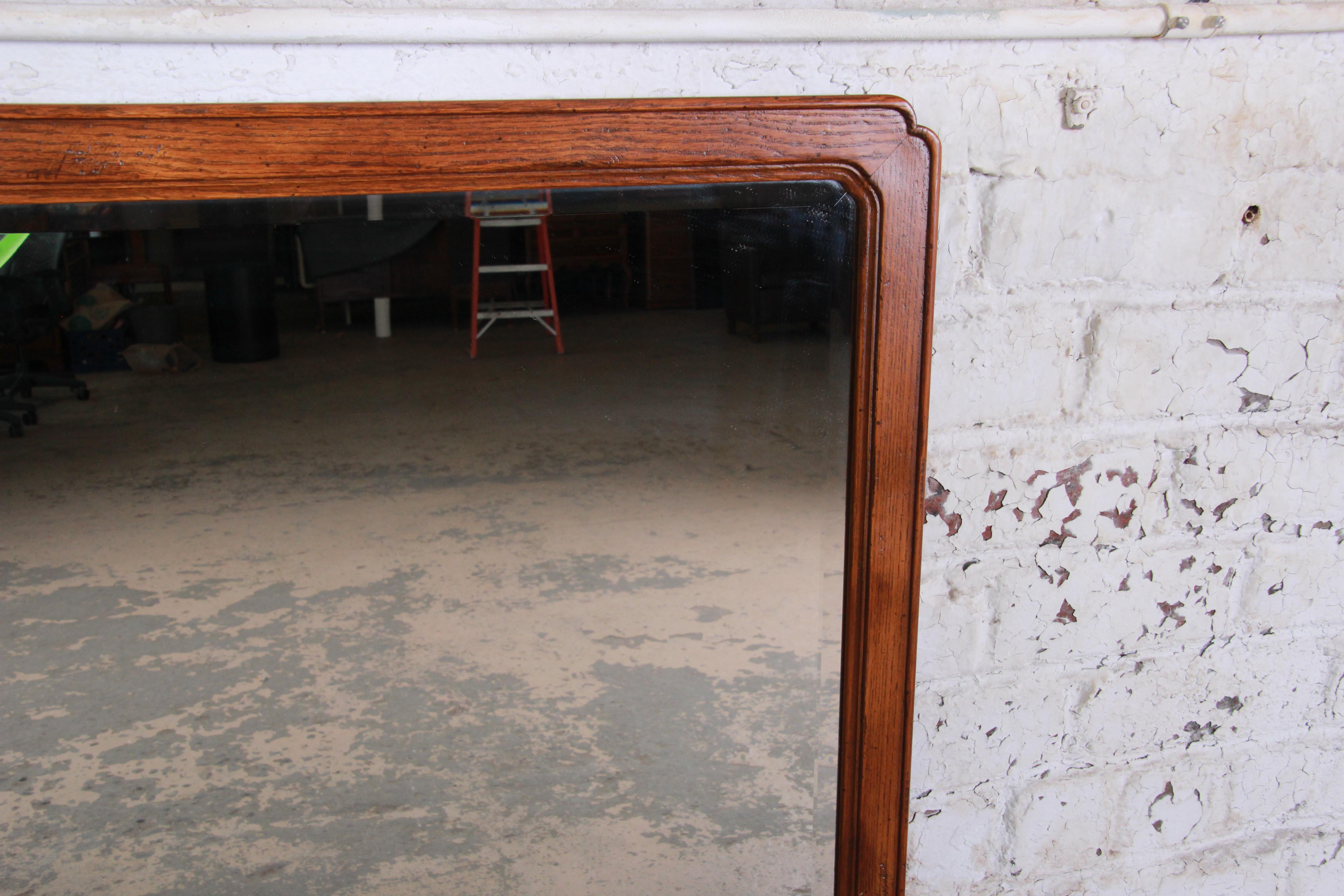 Late 20th Century Henredon Oak Beveled Mirror