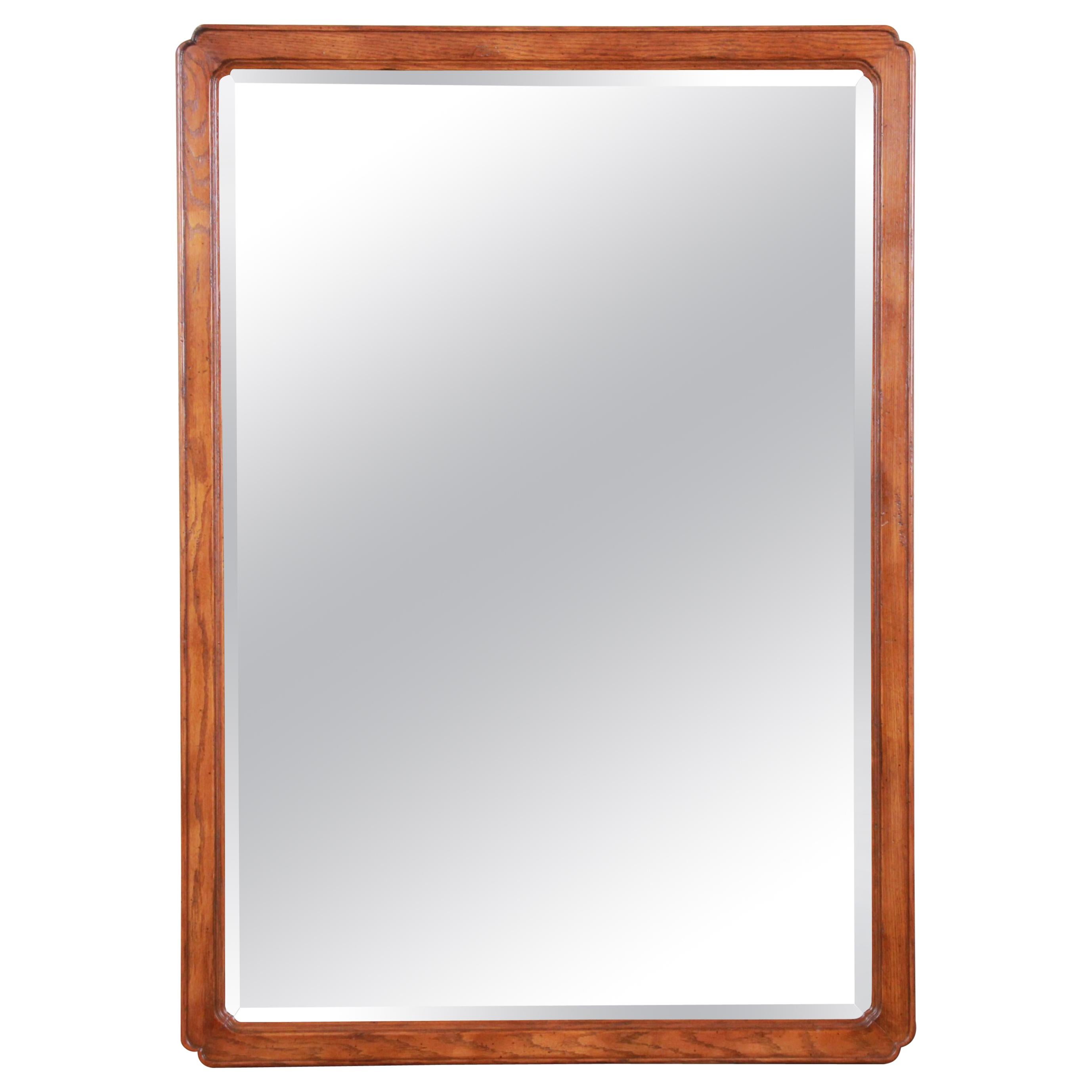 Henredon Oak Beveled Mirror