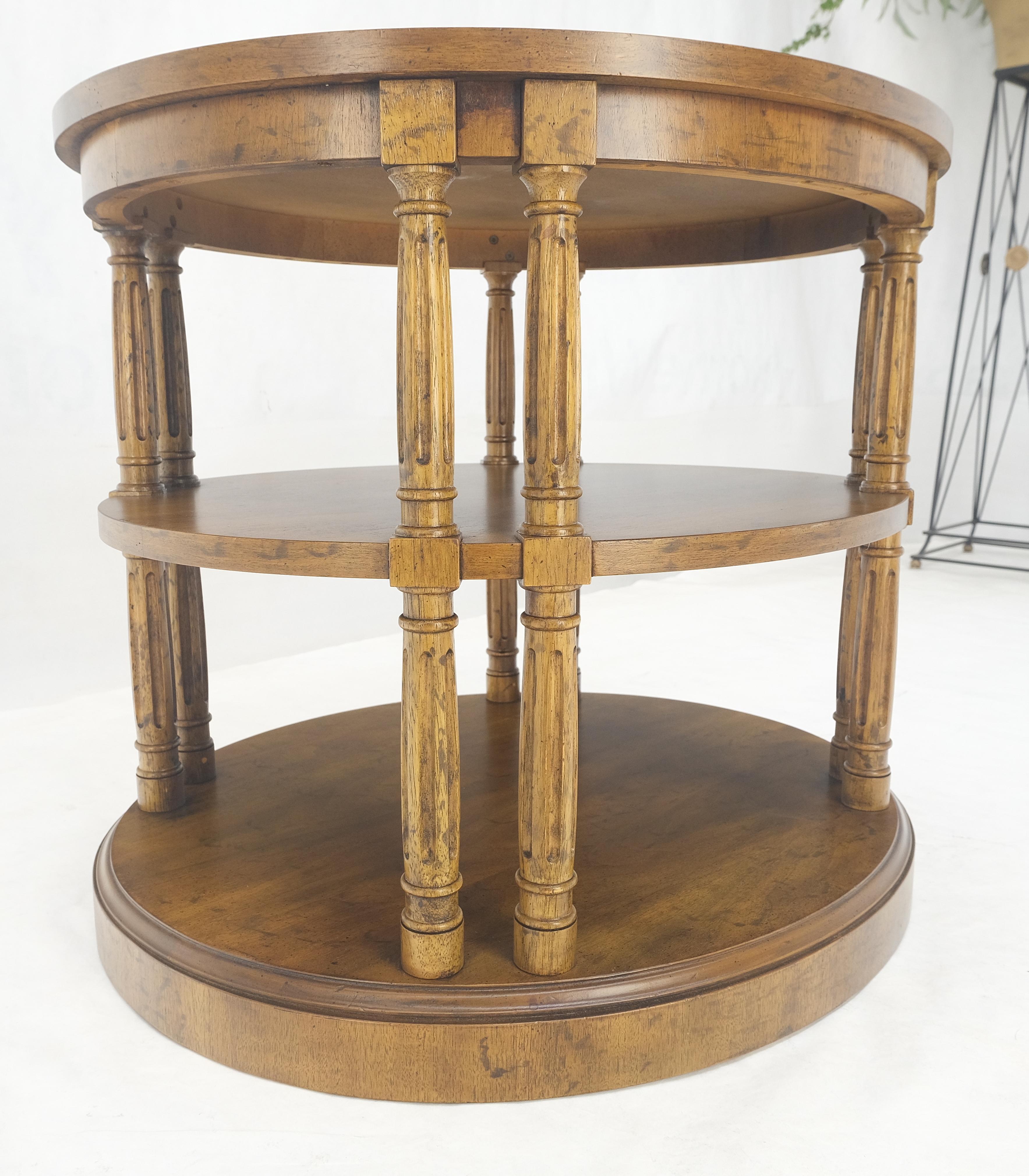 Henredon Oval Burl Walnut 3 Tier Sied End Lamp Table Stand Magazine Shelf MINT For Sale 5