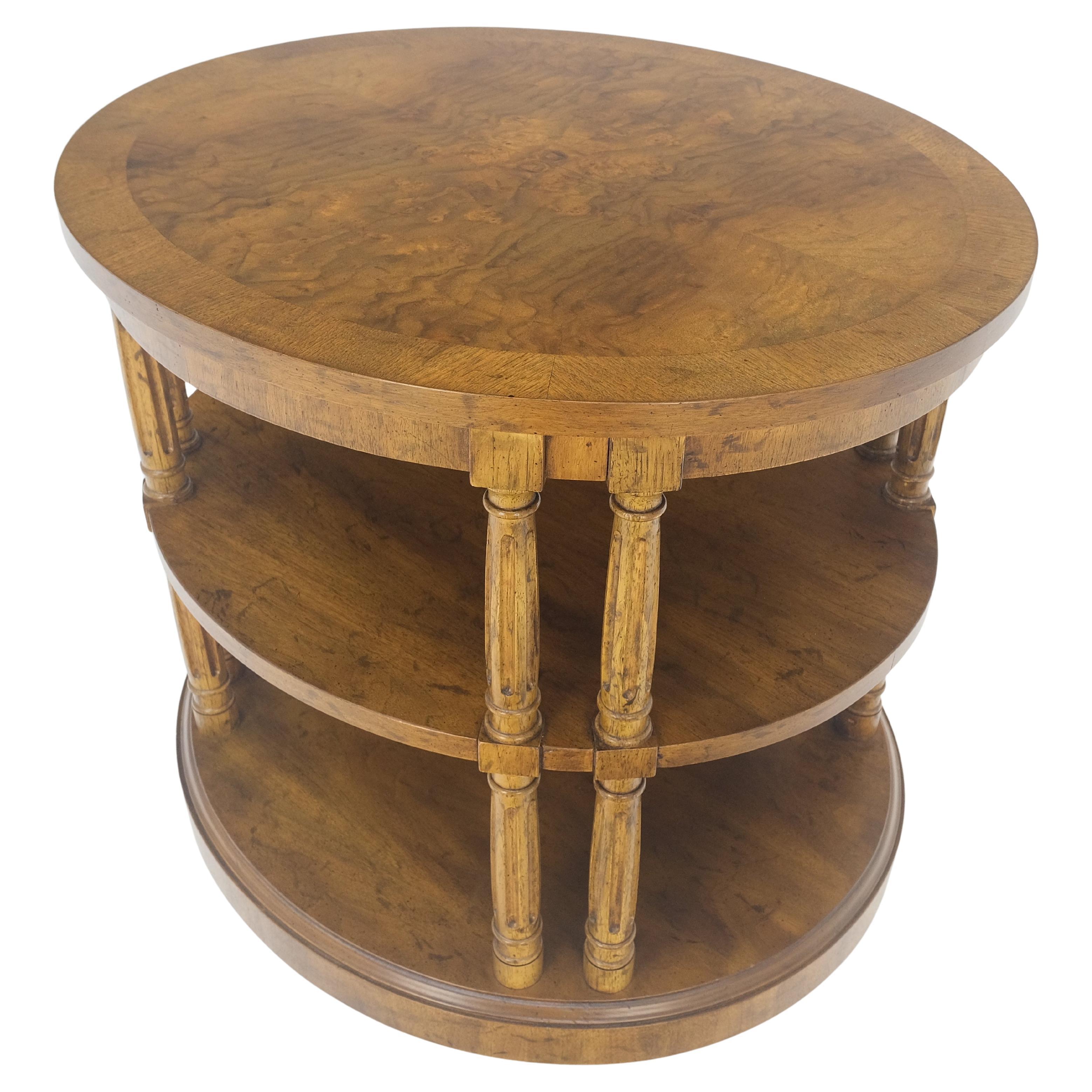 Henredon Oval Burl Walnuss 3 Tier Sied Ende Lampe Tisch Stand Magazin Regal MINT