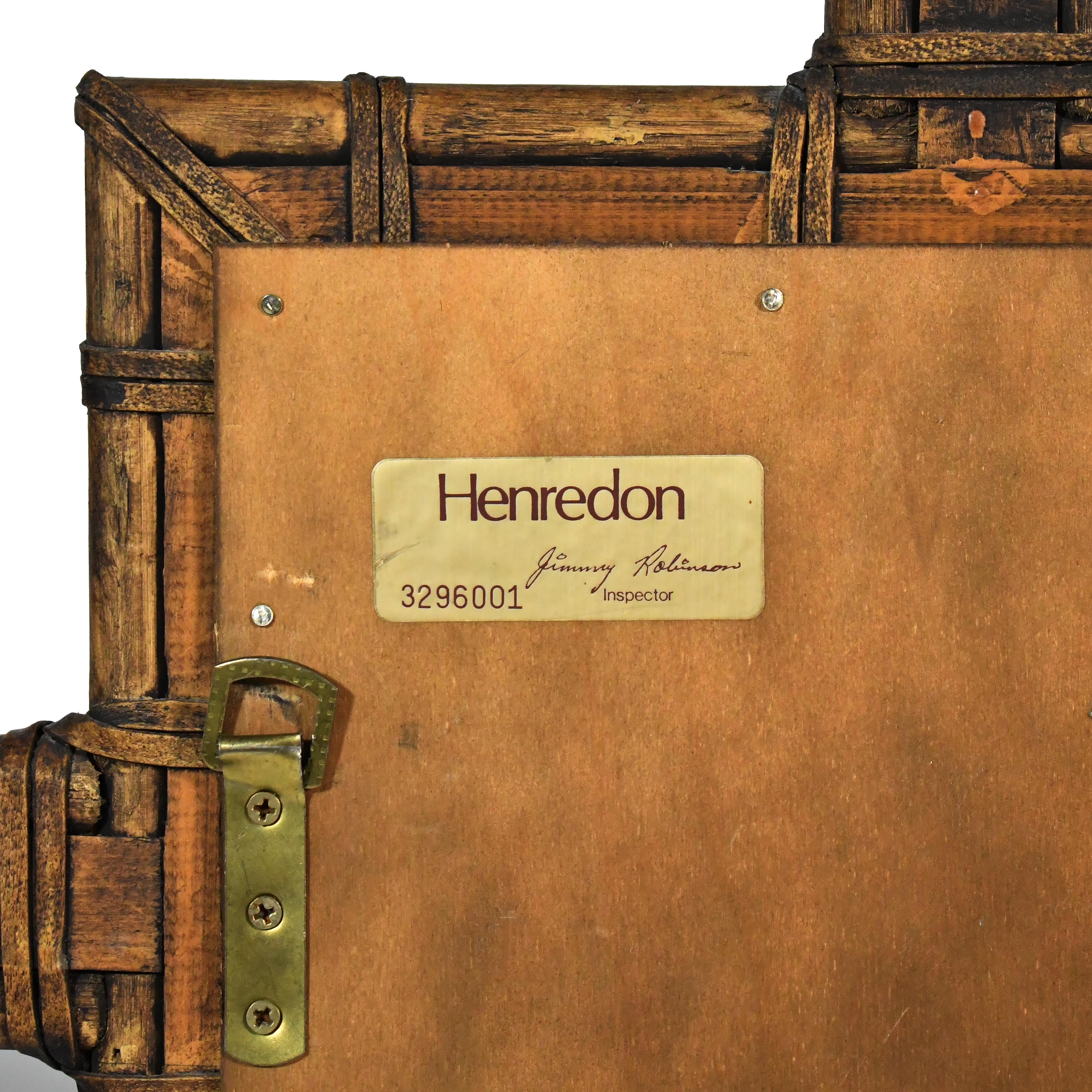 Leather Henredon Oversize Rattan Mirror For Sale