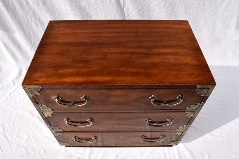 Henredon Pan Asian Tansu Campaign Mahogany Bachelor Chest at 1stDibs
