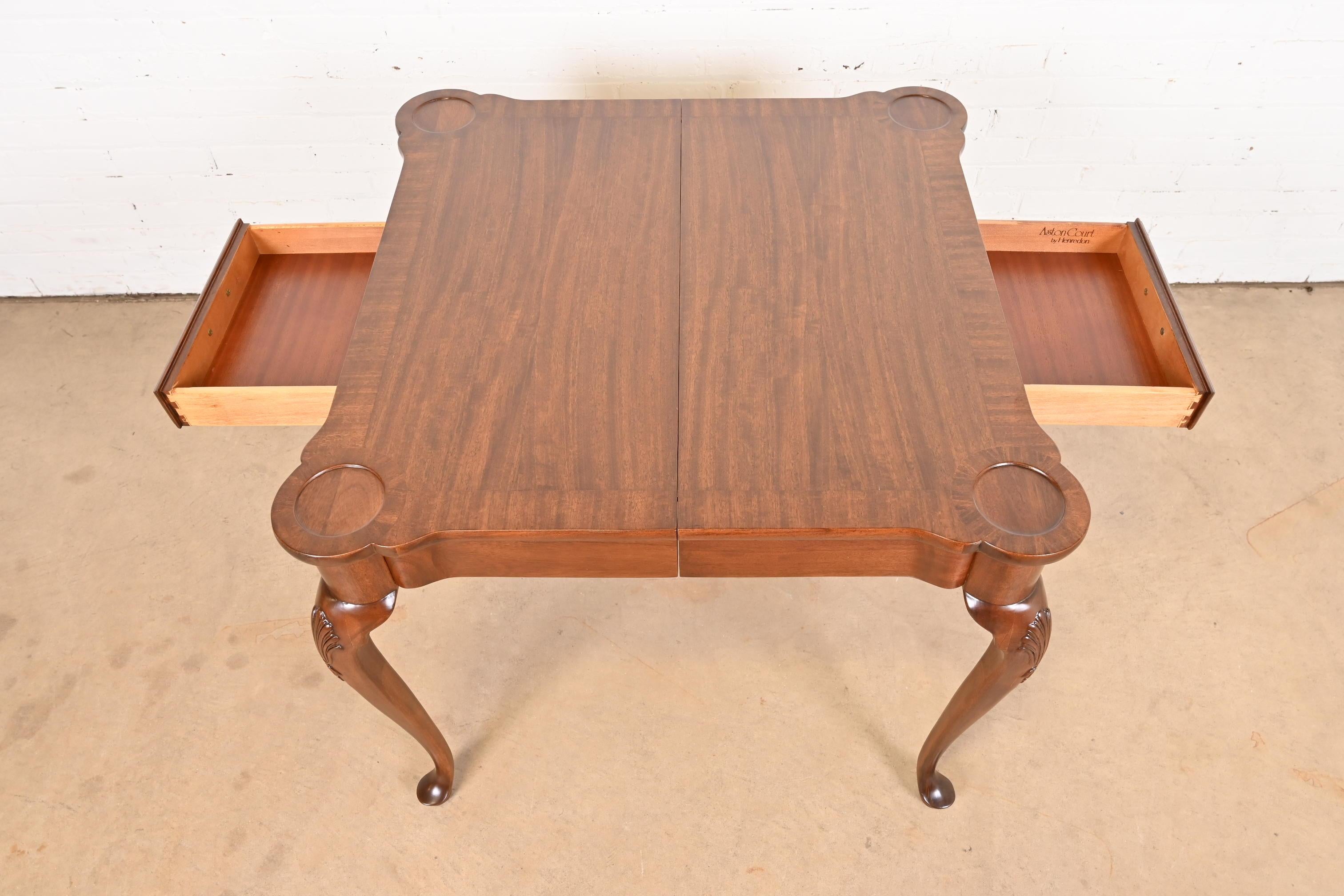 Henredon Queen Anne Carved Mahogany Breakfast Table or Game Table, Refinished For Sale 3