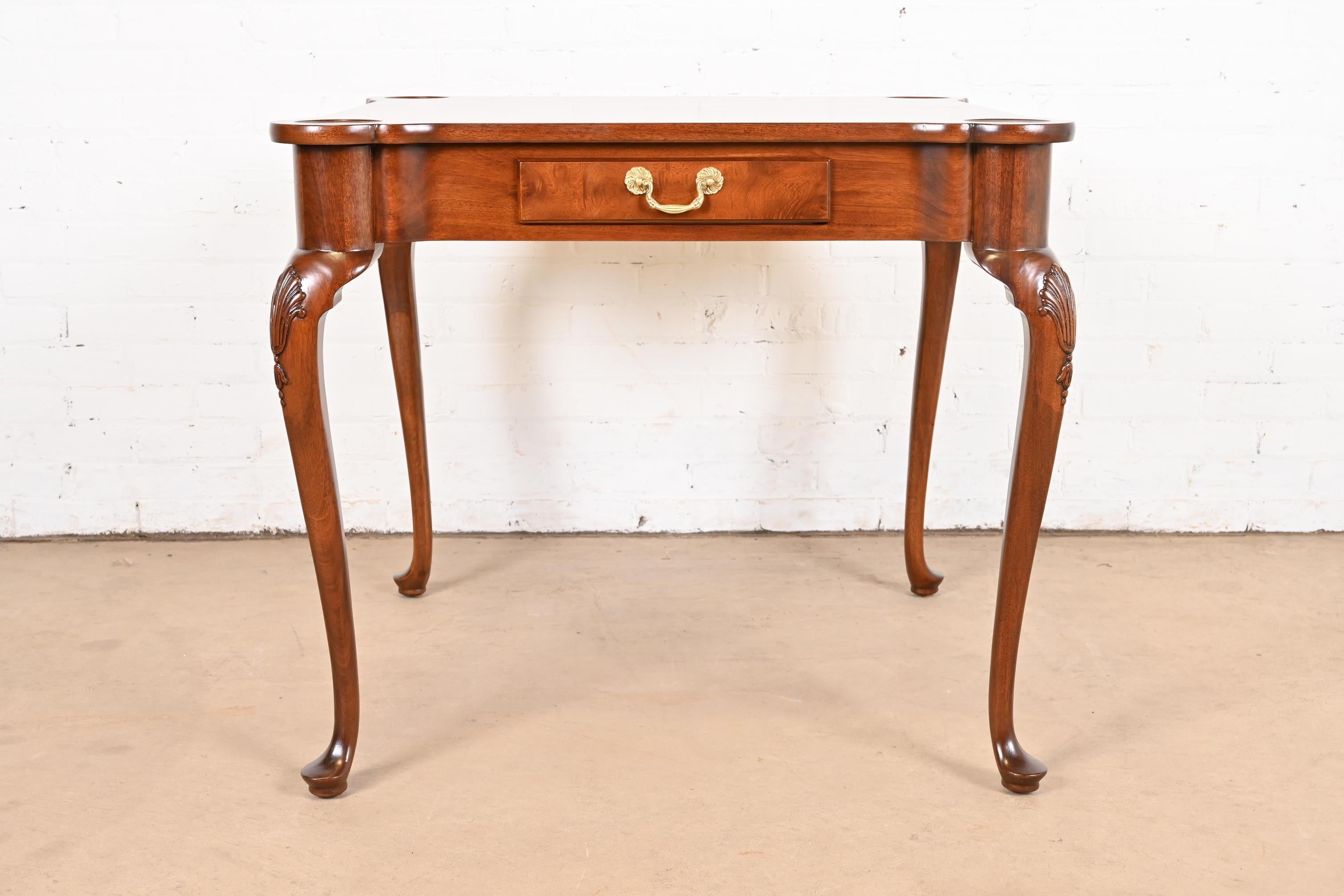 Henredon Queen Anne Carved Mahogany Breakfast Table or Game Table, Refinished For Sale 5
